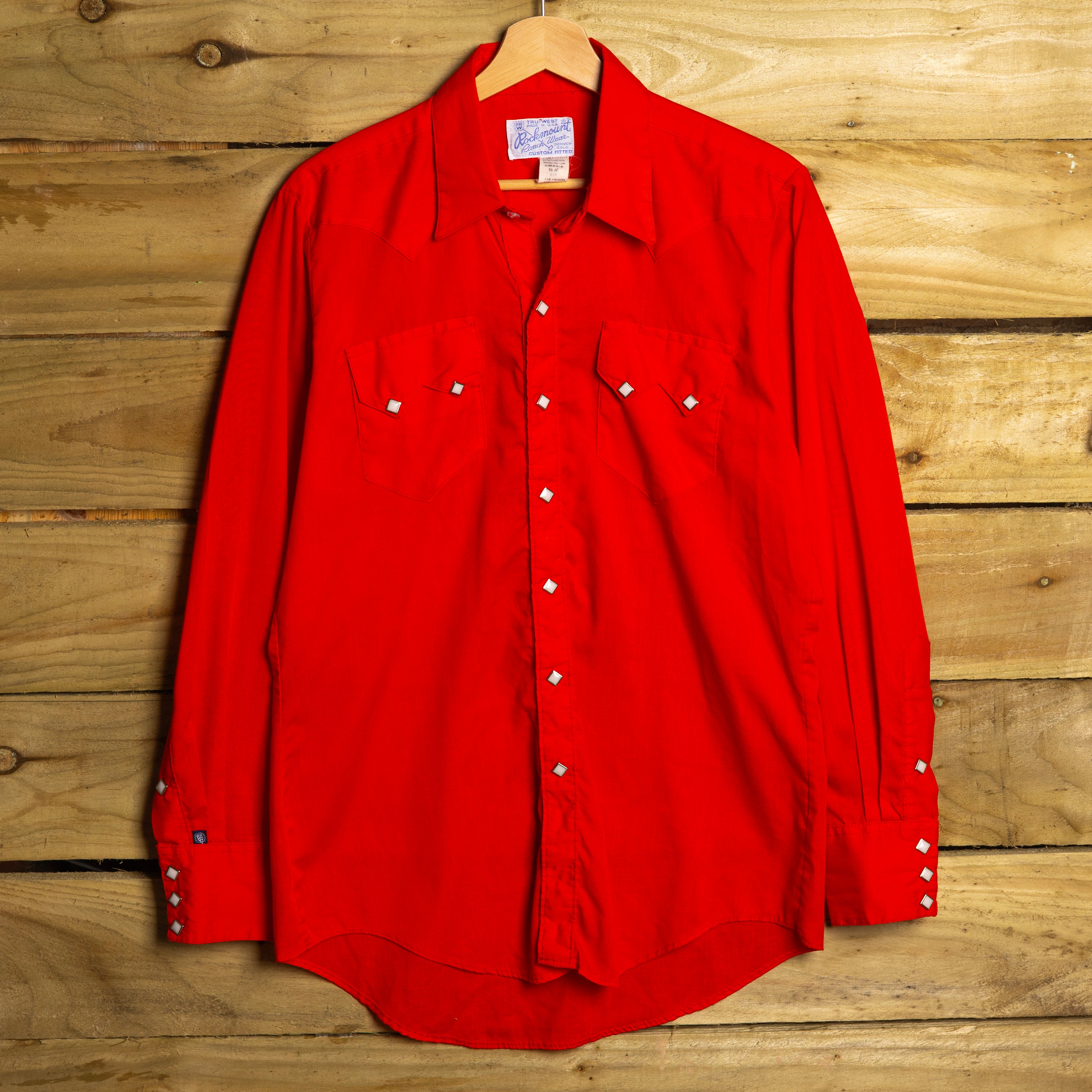 Vintage 1970s Rockmount Ranchwear Red Pearl Snap Western Shirt — Men's M