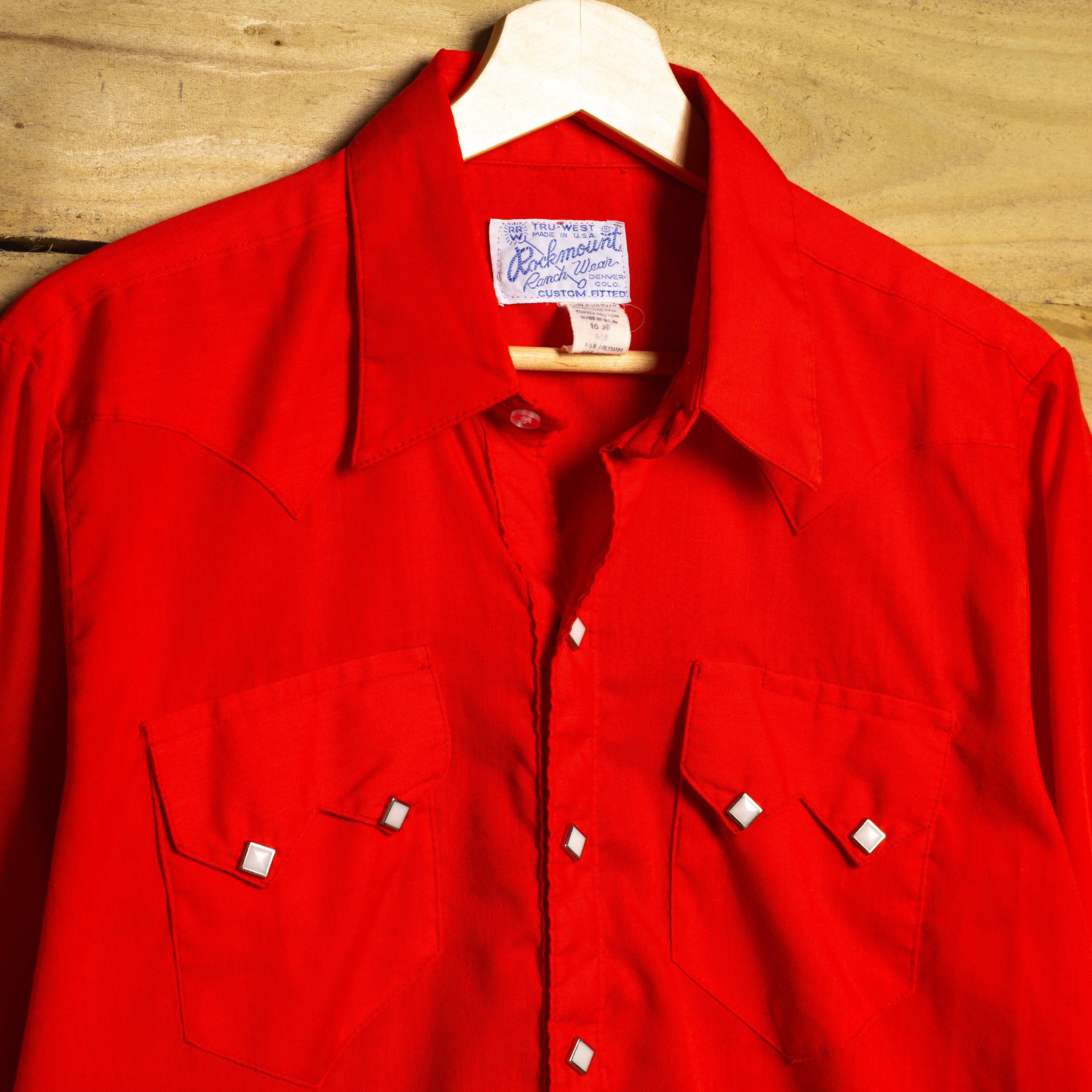 Vintage 1970s Rockmount Ranchwear Red Pearl Snap Western Shirt — Men's M