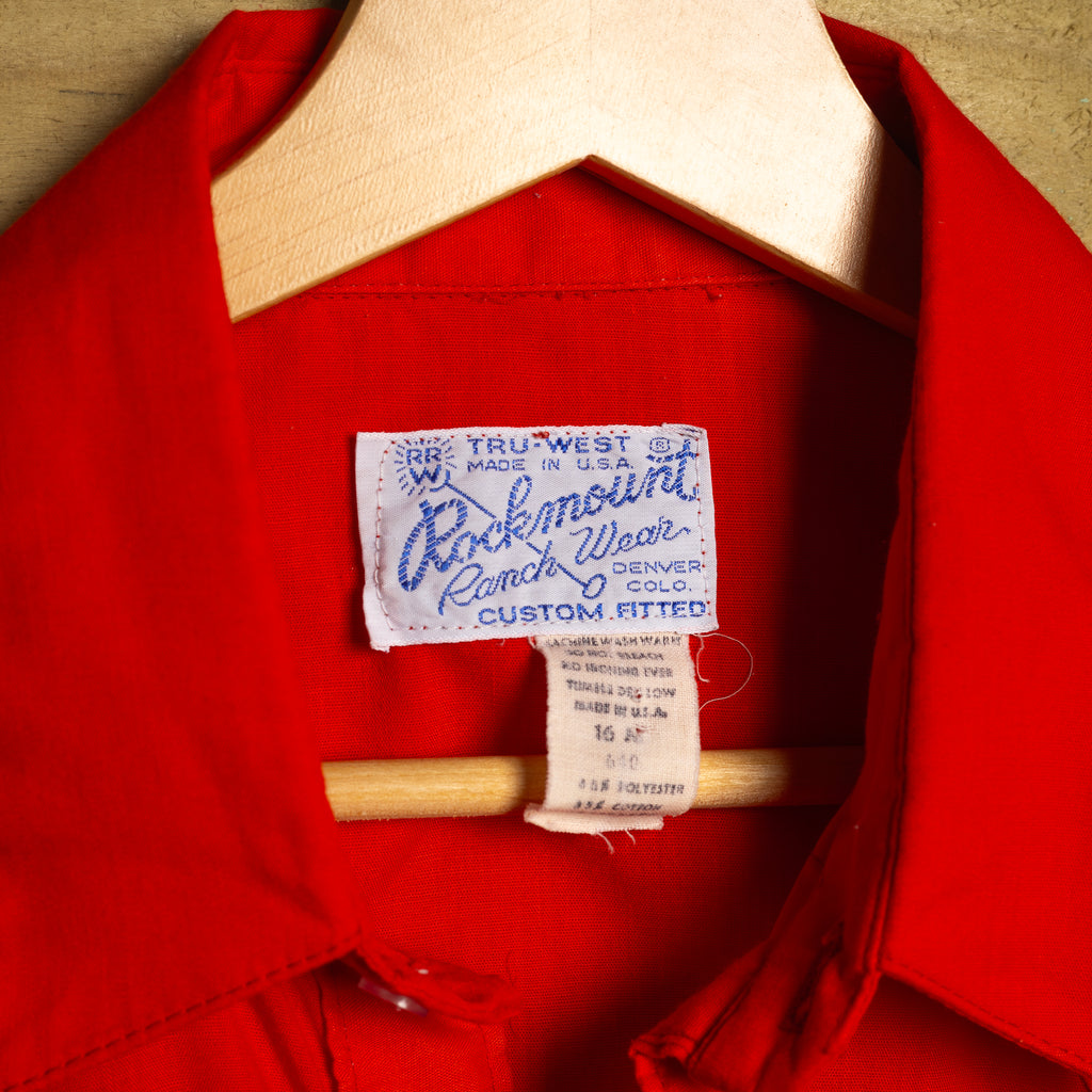 Vintage 1970s Rockmount Ranchwear Red Pearl Snap Western Shirt — Men's M