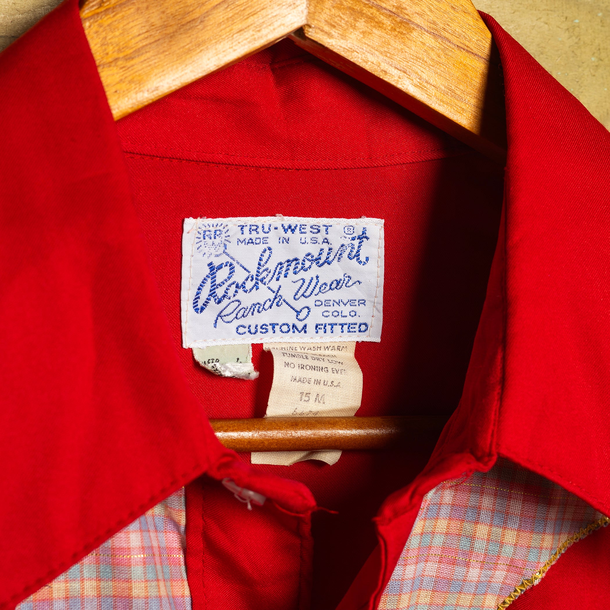 Vintage Rockmount Ranch Wear Red Western Shirt with Pearl Snaps & Gold Fleck Yoke — M