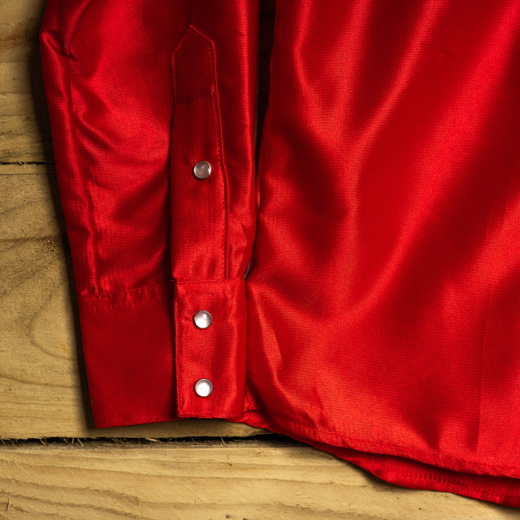 1970s Rockmount Ranchwear Red Fringed Western Shirt - Pearl Snaps - Size S (8-10)