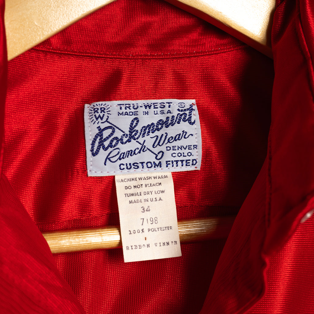 1970s Rockmount Ranchwear Red Fringed Western Shirt - Pearl Snaps - Size S (8-10)