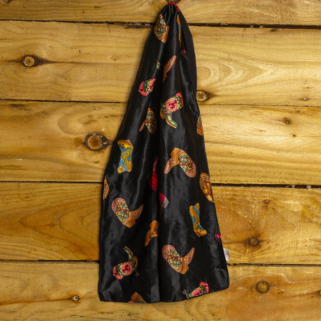 Vintage Rockmount Ranchwear Western Boot Print Silk Scarf
