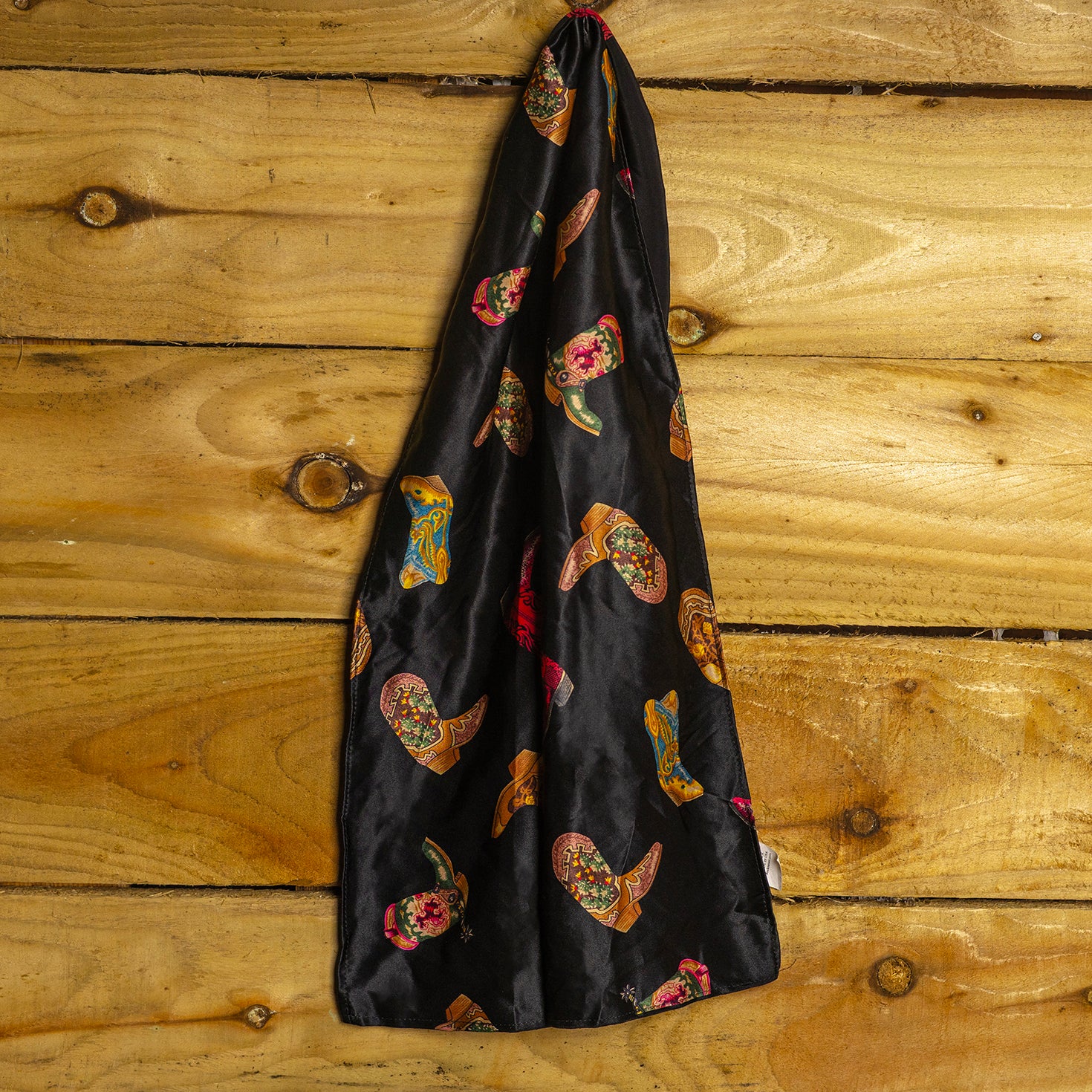 Vintage Rockmount Ranchwear Western Boot Print Silk Scarf