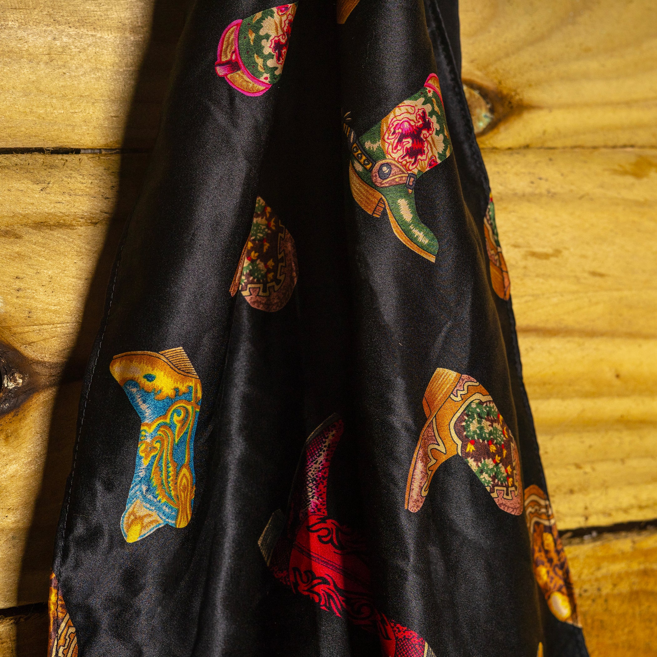 Vintage Rockmount Ranchwear Western Boot Print Silk Scarf