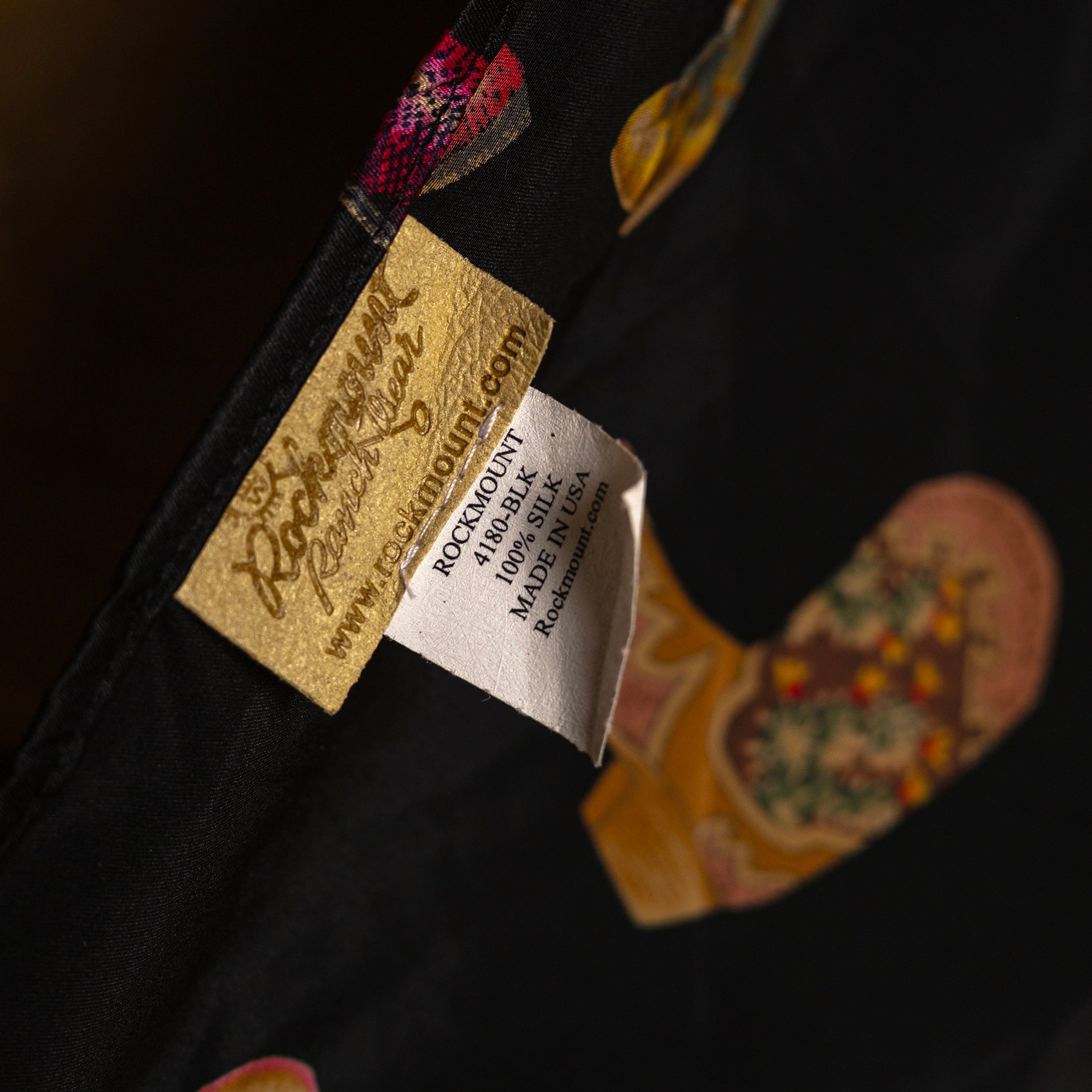 Vintage Rockmount Ranchwear Western Boot Print Silk Scarf