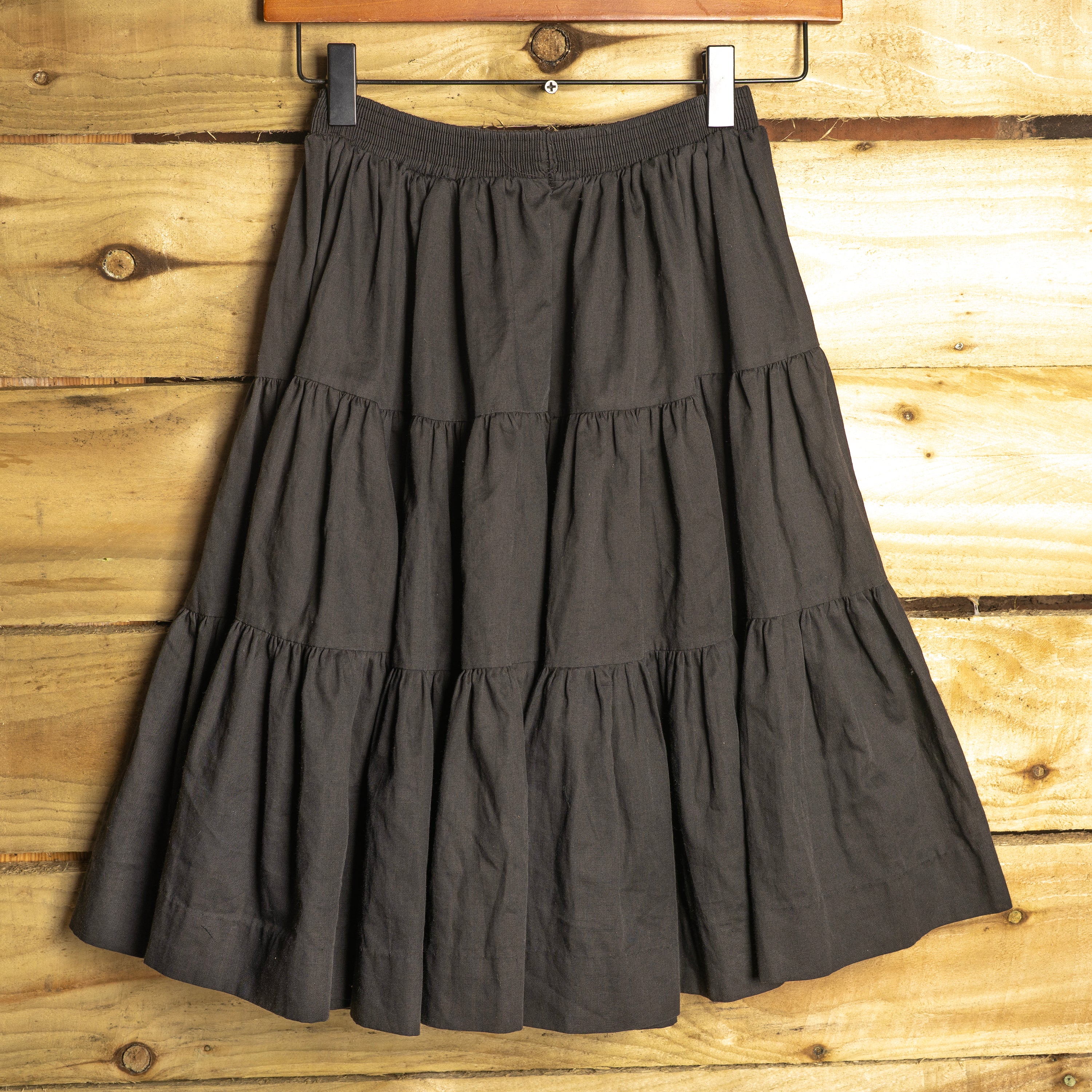 Rockmount Ranch Wear Vintage Black Midi Tiered Skirt – XS