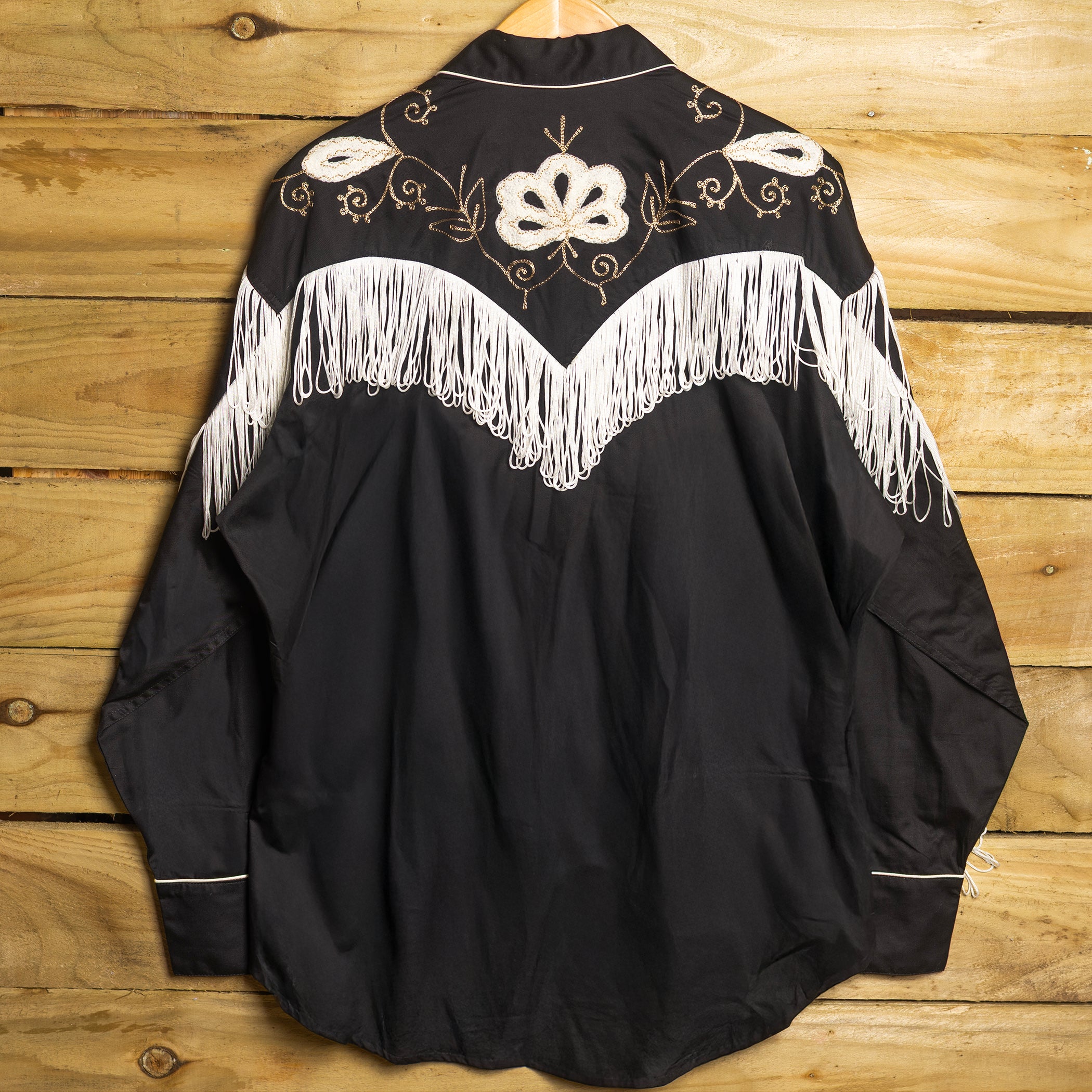 NWT Rockmount Ranch Wear Black Fringe Embroidered Pearl Snap Western Shirt – Size XL