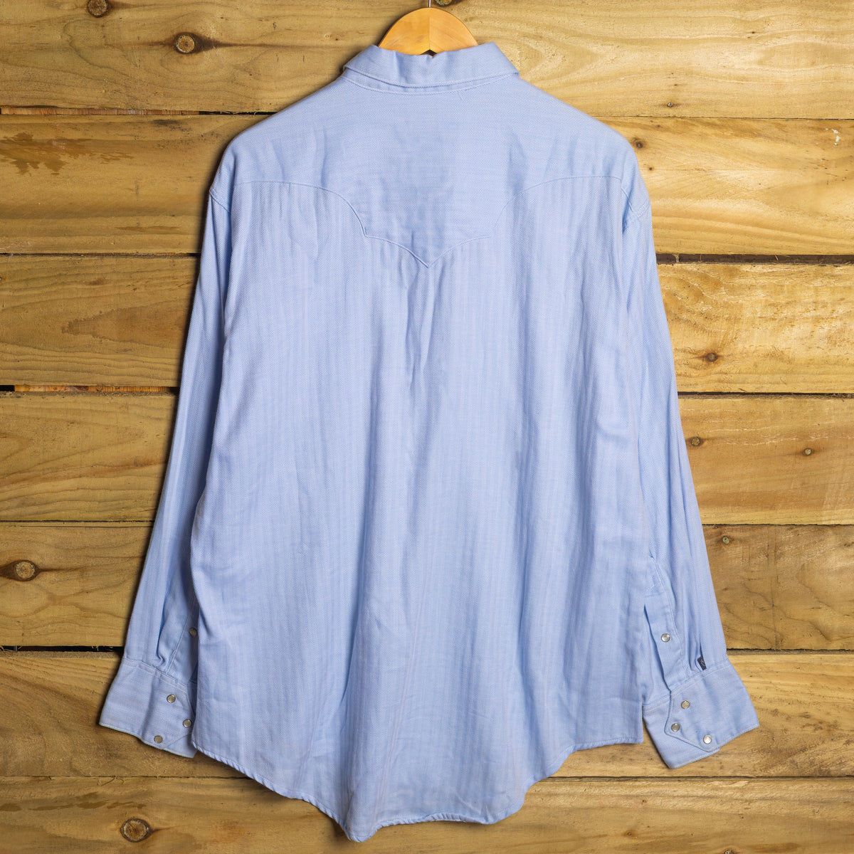 Vintage Rockmount Blue Herringbone Pearl Snap Western Shirt, L