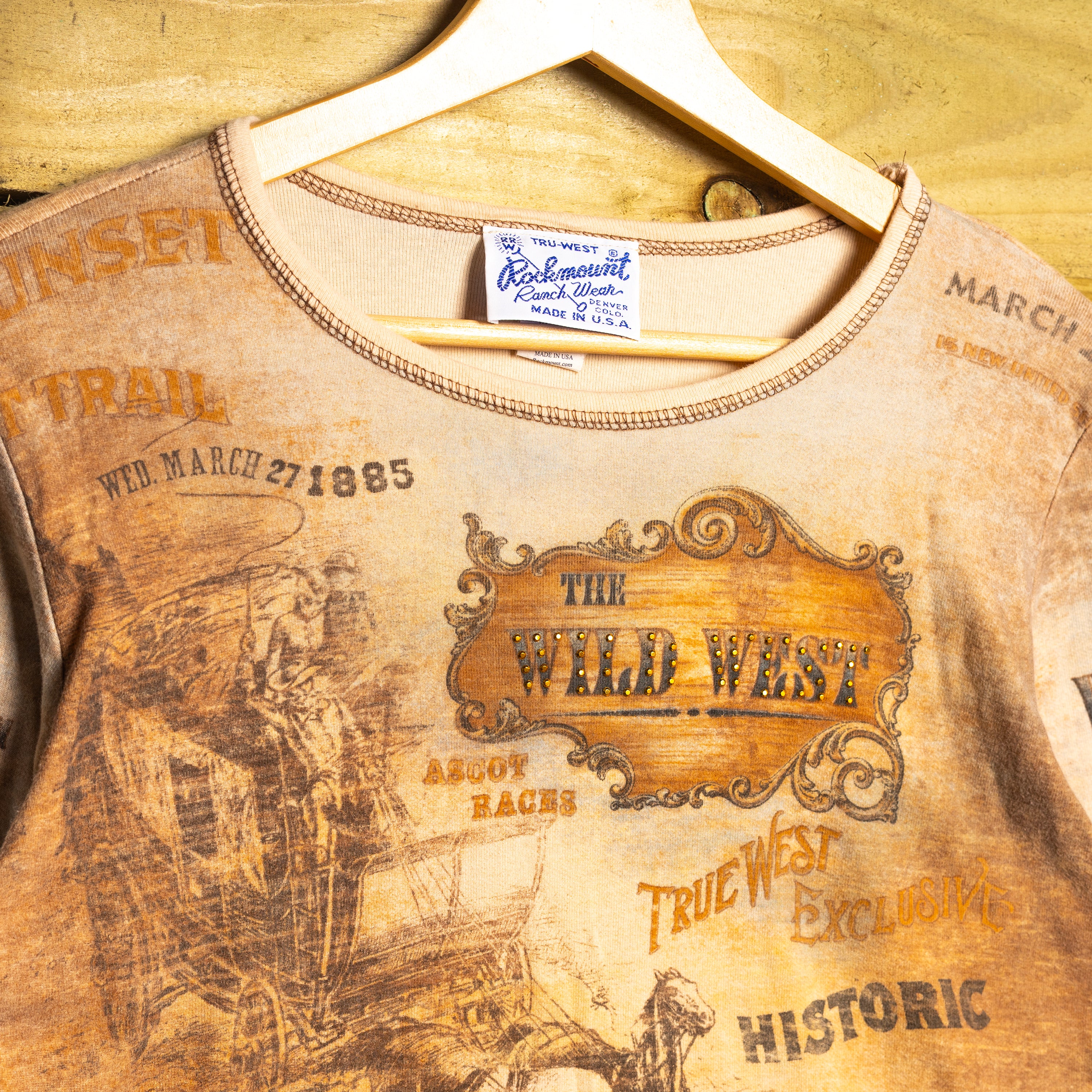 Rockmount Ranch Wear Vintage Wild West Horse Graphic Women's Western Shirt – 100% Cotton – M (12–14)