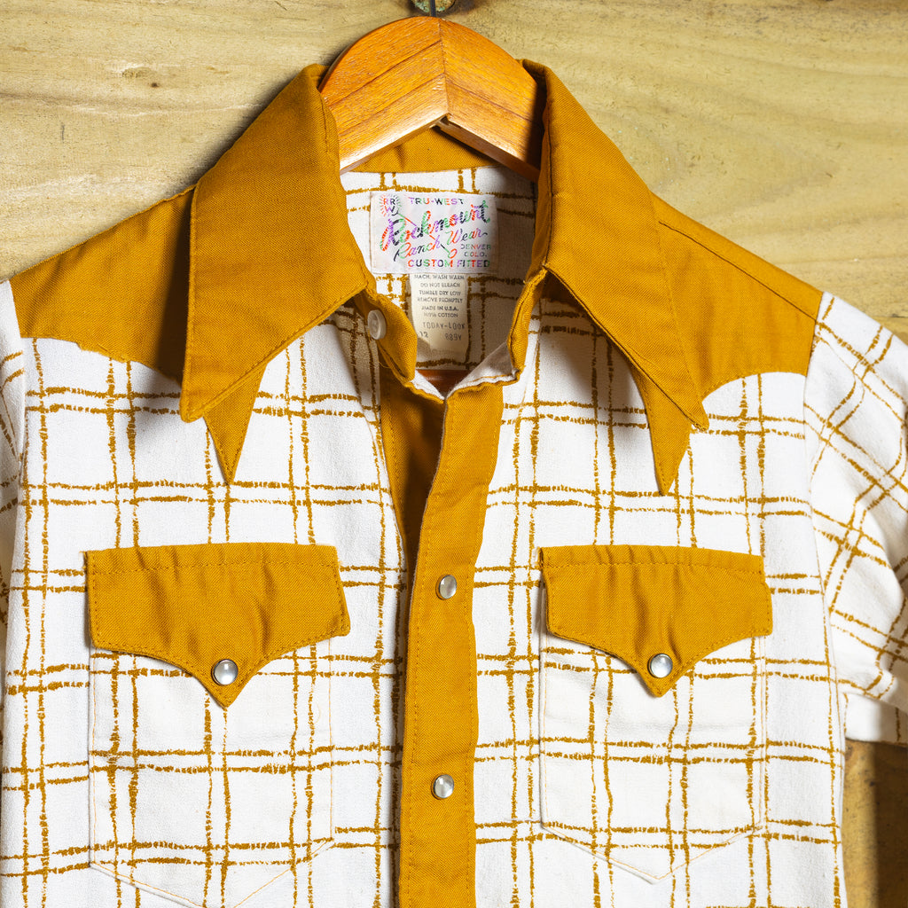 Vintage Rockmount Ranch Wear Boys Western Shirt with Pearl Snaps - Size 12