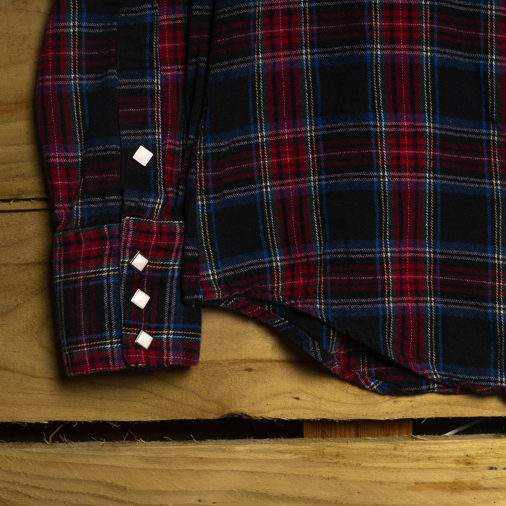 Rockmount Ranch Wear Vintage Blue & Red Plaid Flannel Pearl Snap Western Shirt — Size S