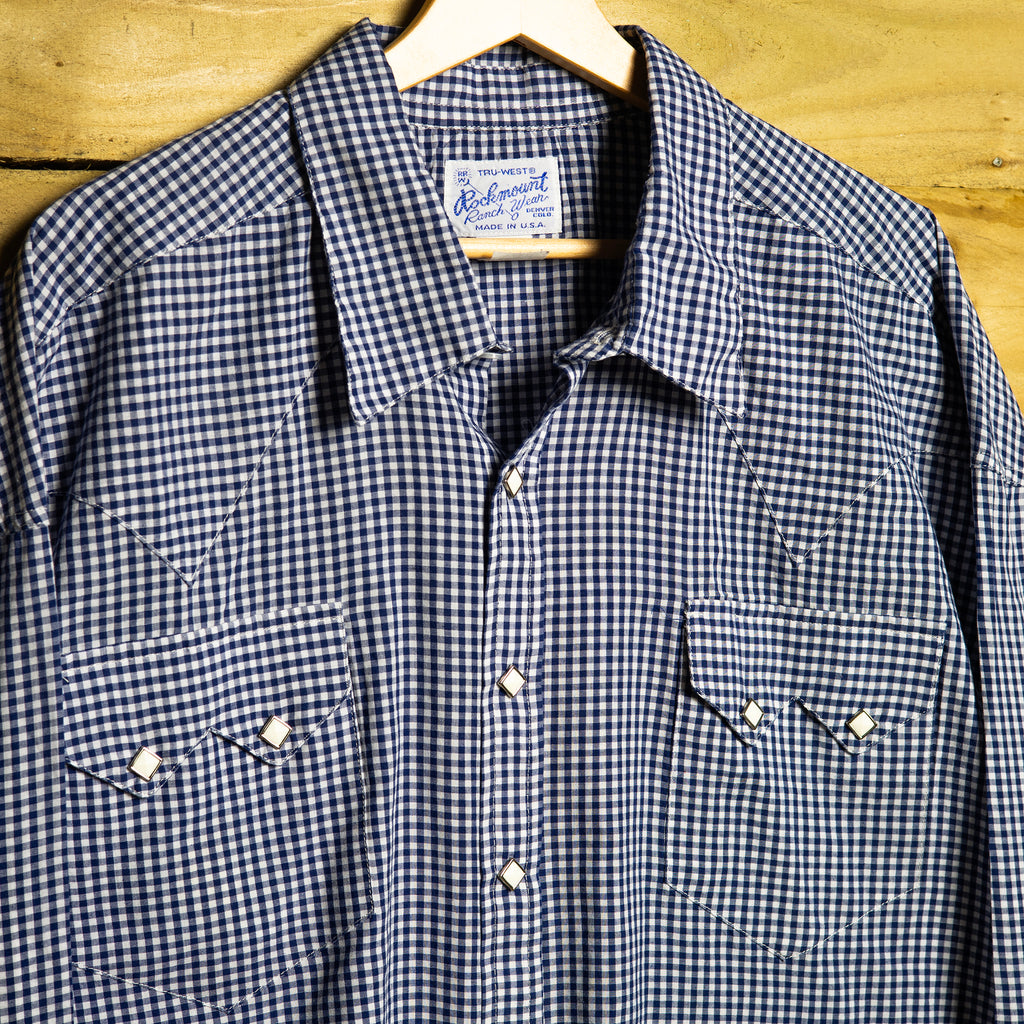 Rockmount Ranch Wear Blue & White Check Western Shirt – XXL