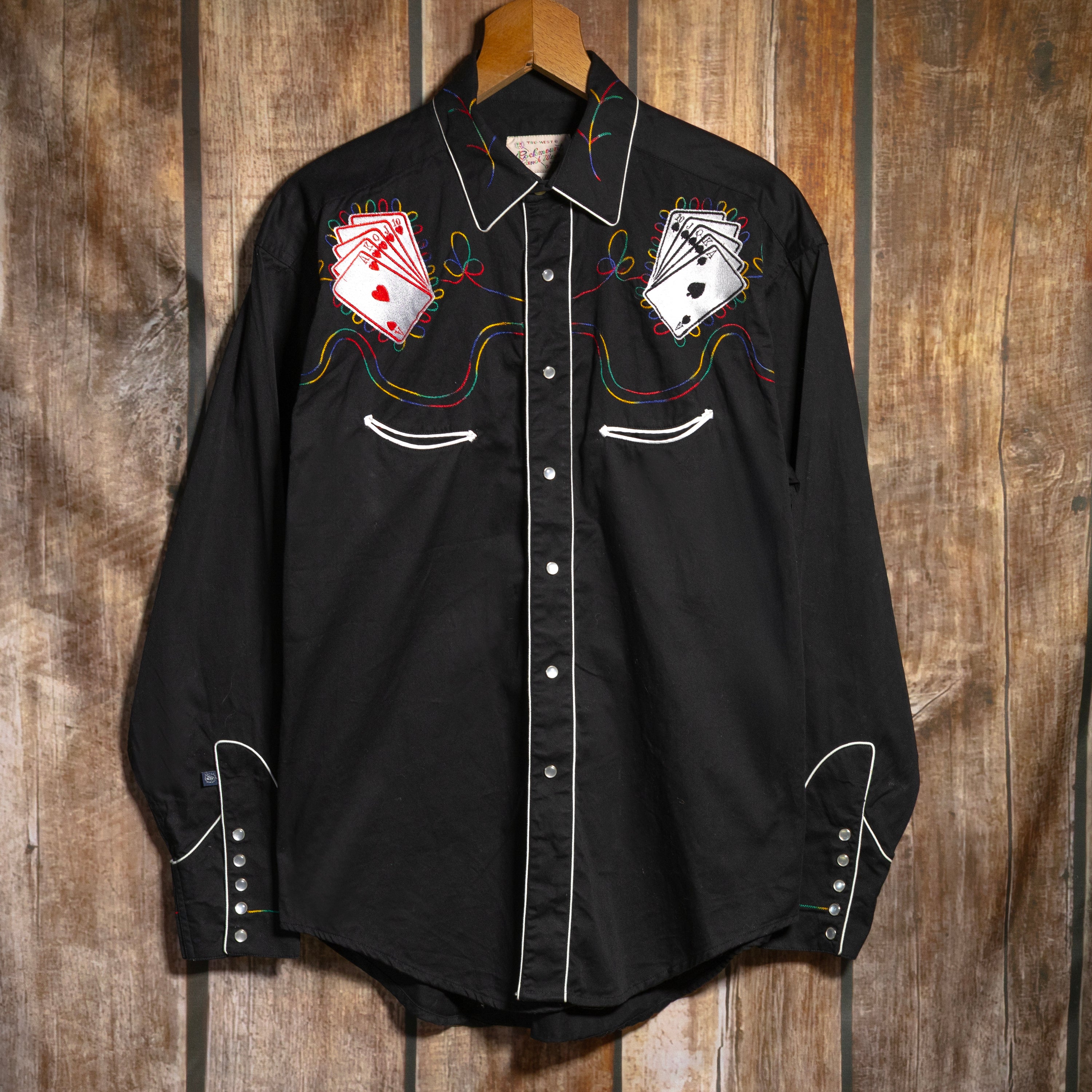 Rockmount Ranch Wear Embroidered Royal Flush Black Western Shirt