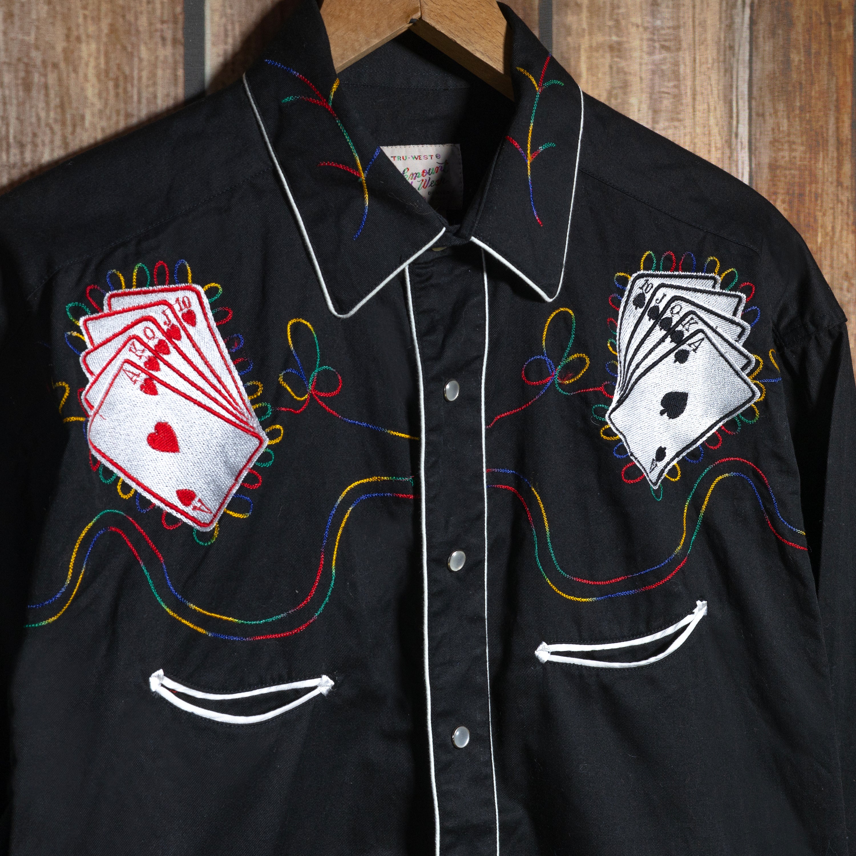 Rockmount Ranch Wear Embroidered Royal Flush Black Western Shirt