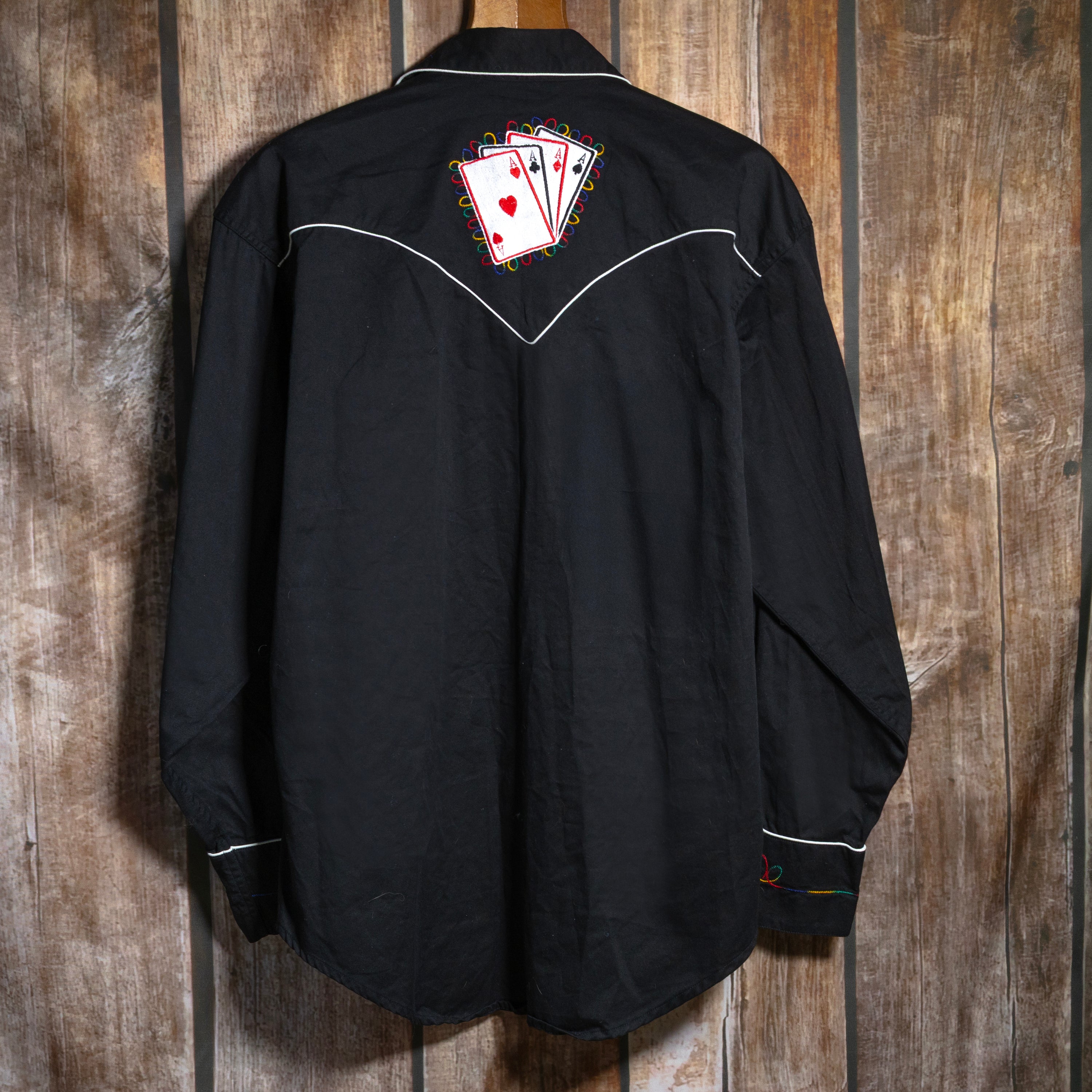 Rockmount Ranch Wear Embroidered Royal Flush Black Western Shirt
