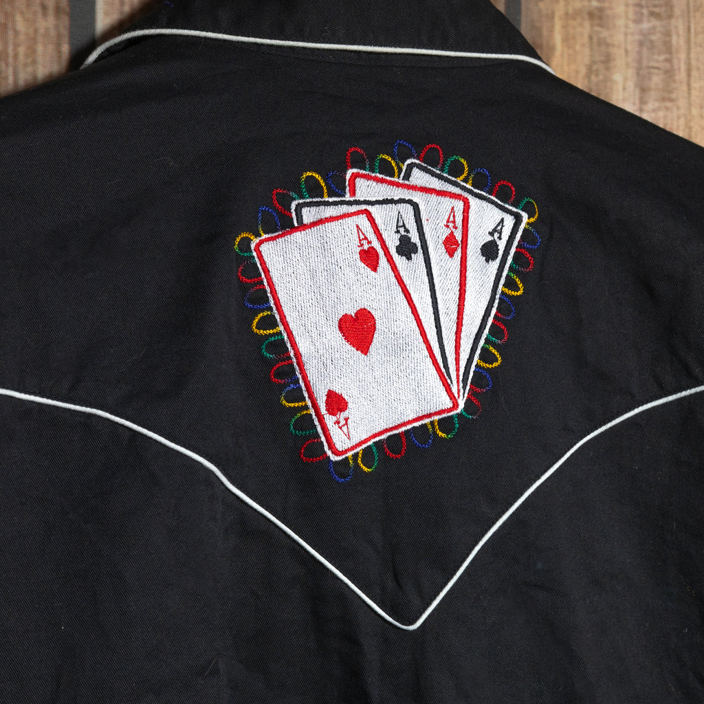 Rockmount Ranch Wear Embroidered Royal Flush Black Western Shirt