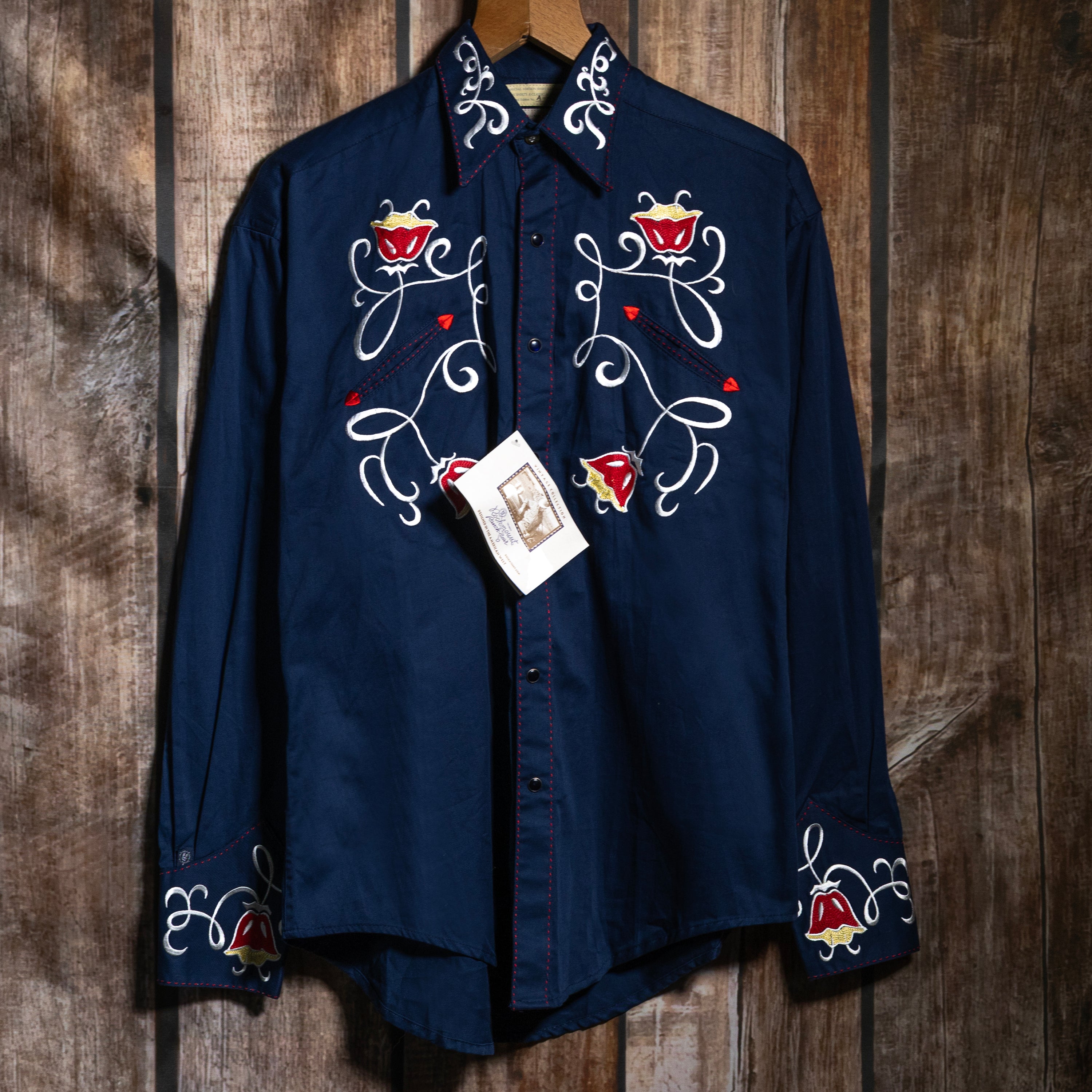 NWT Rockmount Ranchwear Limited Edition Navy Embroidered Tulip Western Shirt