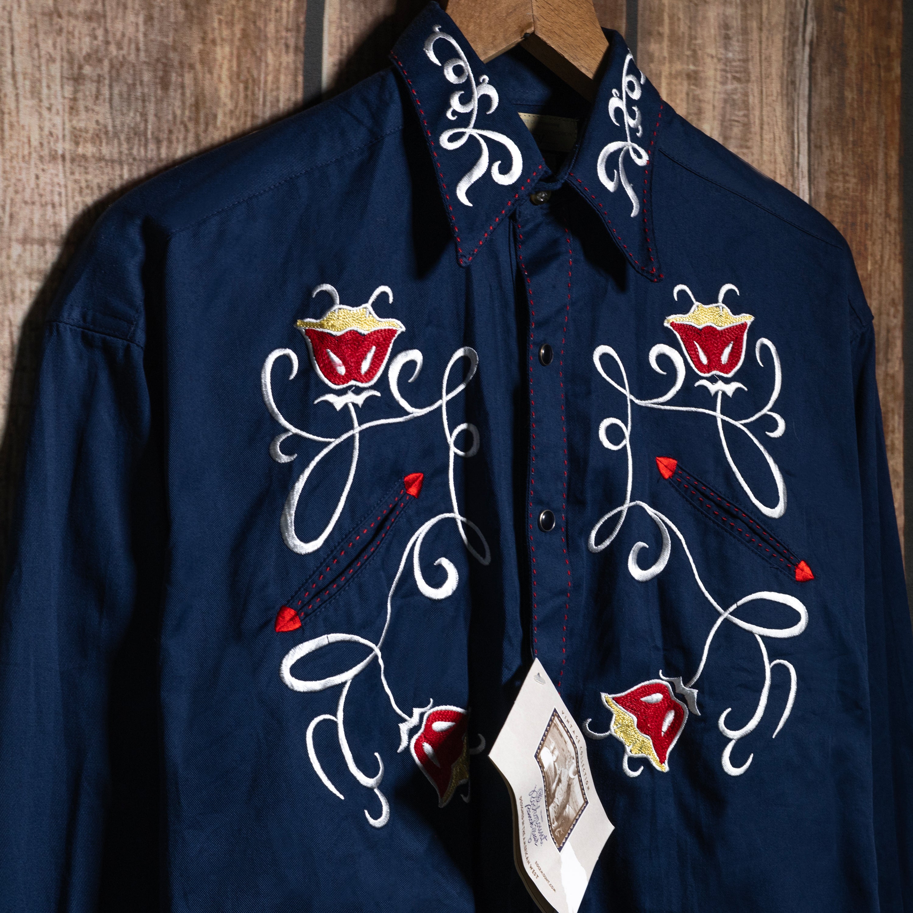 NWT Rockmount Ranchwear Limited Edition Navy Embroidered Tulip Western Shirt