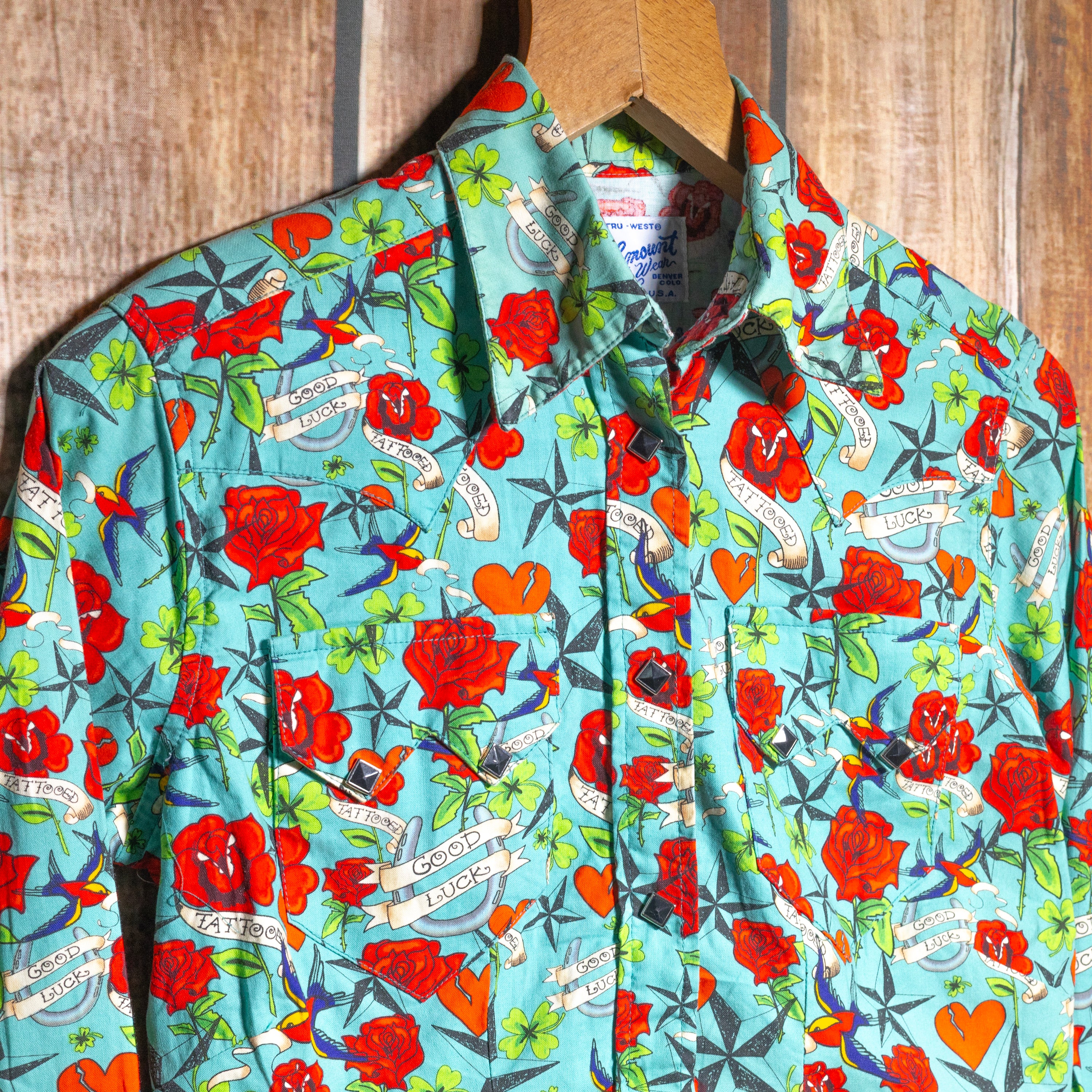 Rockmount Ranch Wear Tattoo Print Western Shirt M/10