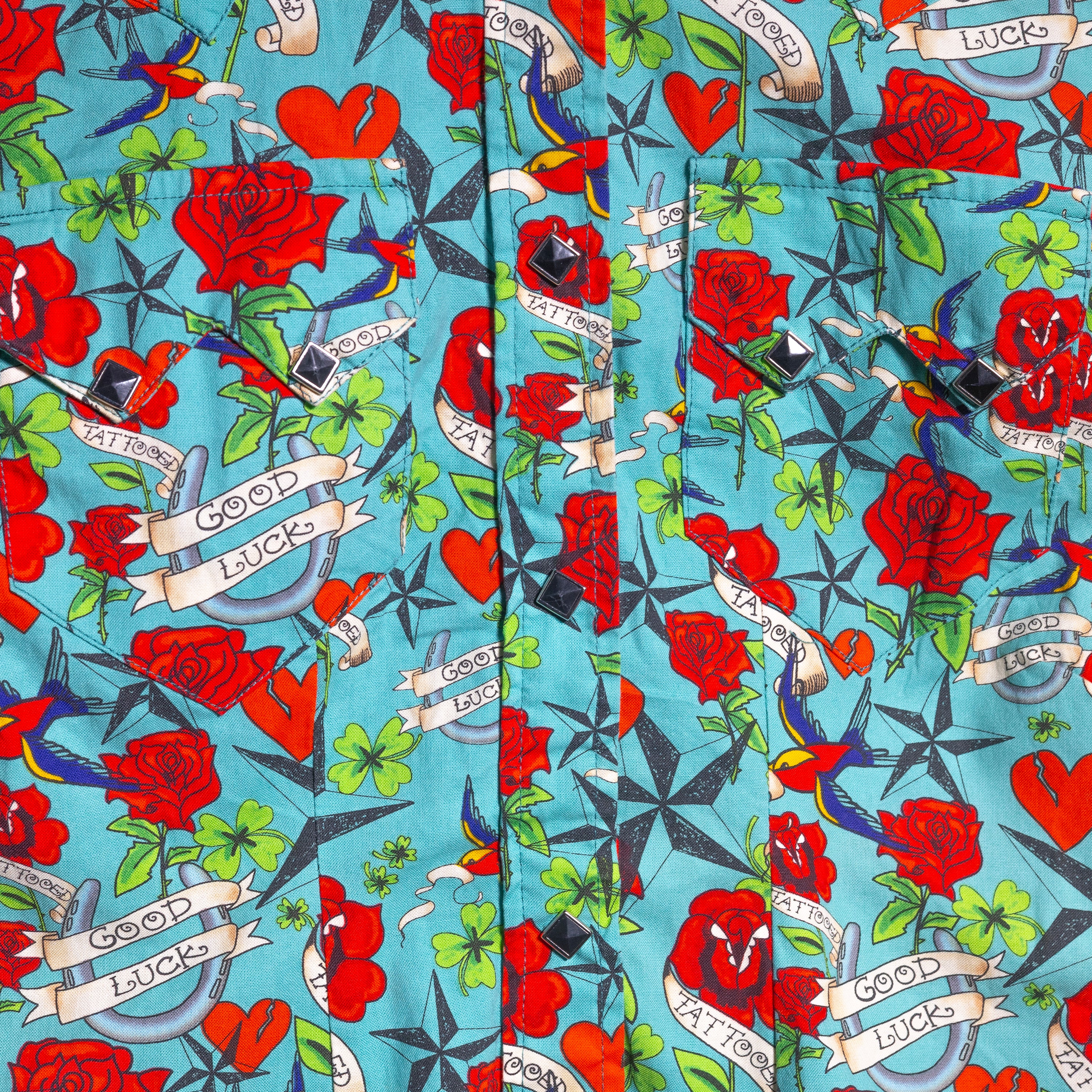 Rockmount Ranch Wear Tattoo Print Western Shirt M/10
