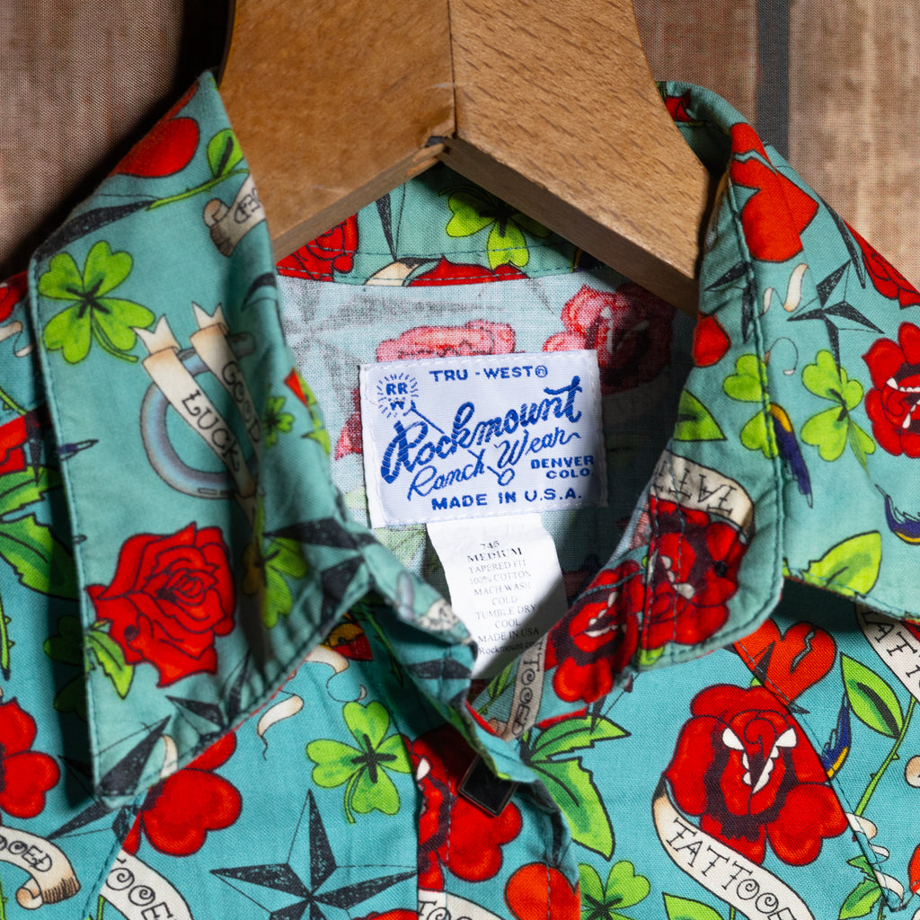 Rockmount Ranch Wear Tattoo Print Western Shirt M/10
