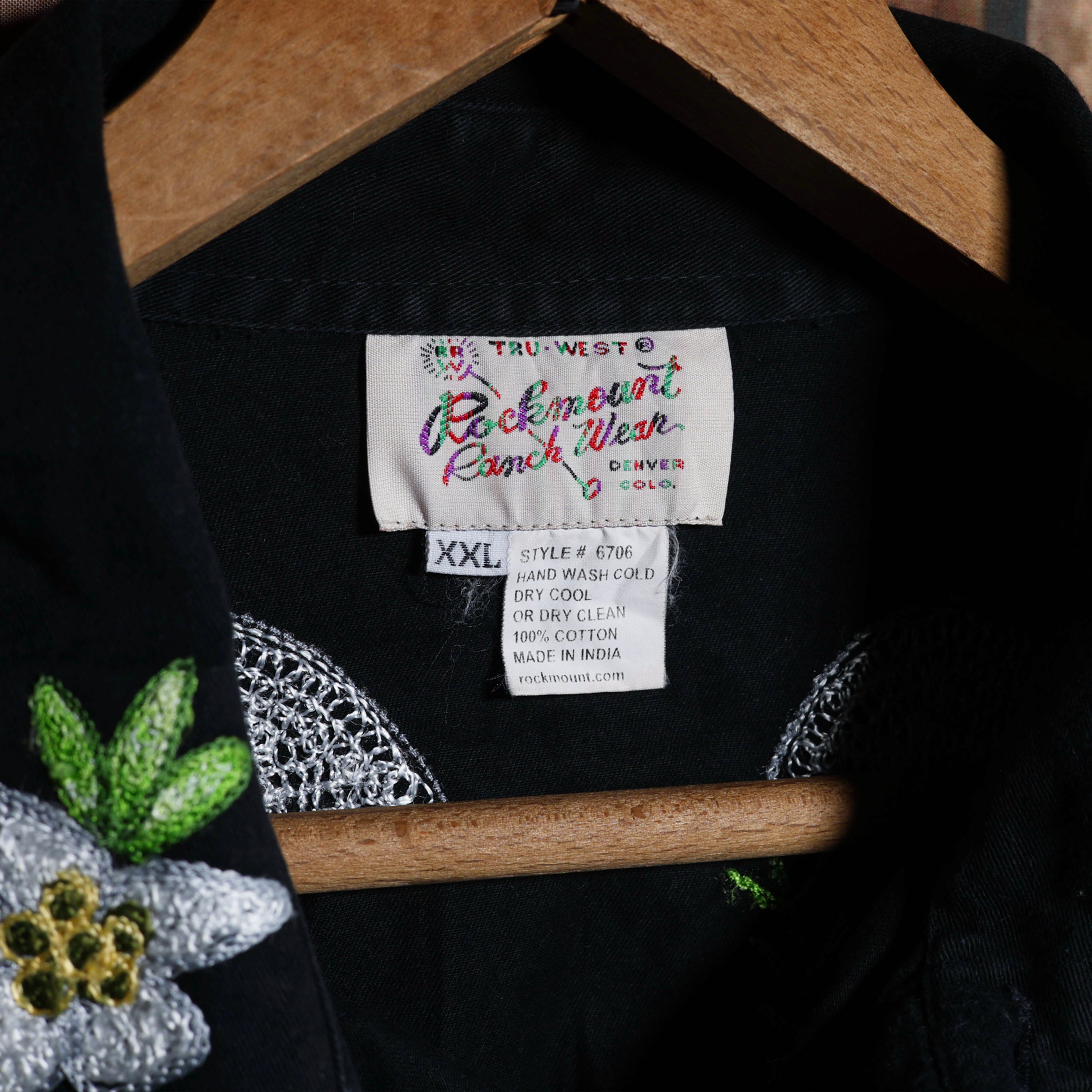 Rockmount Ranch Wear Floral Embroidered Black Western Shirt XXL