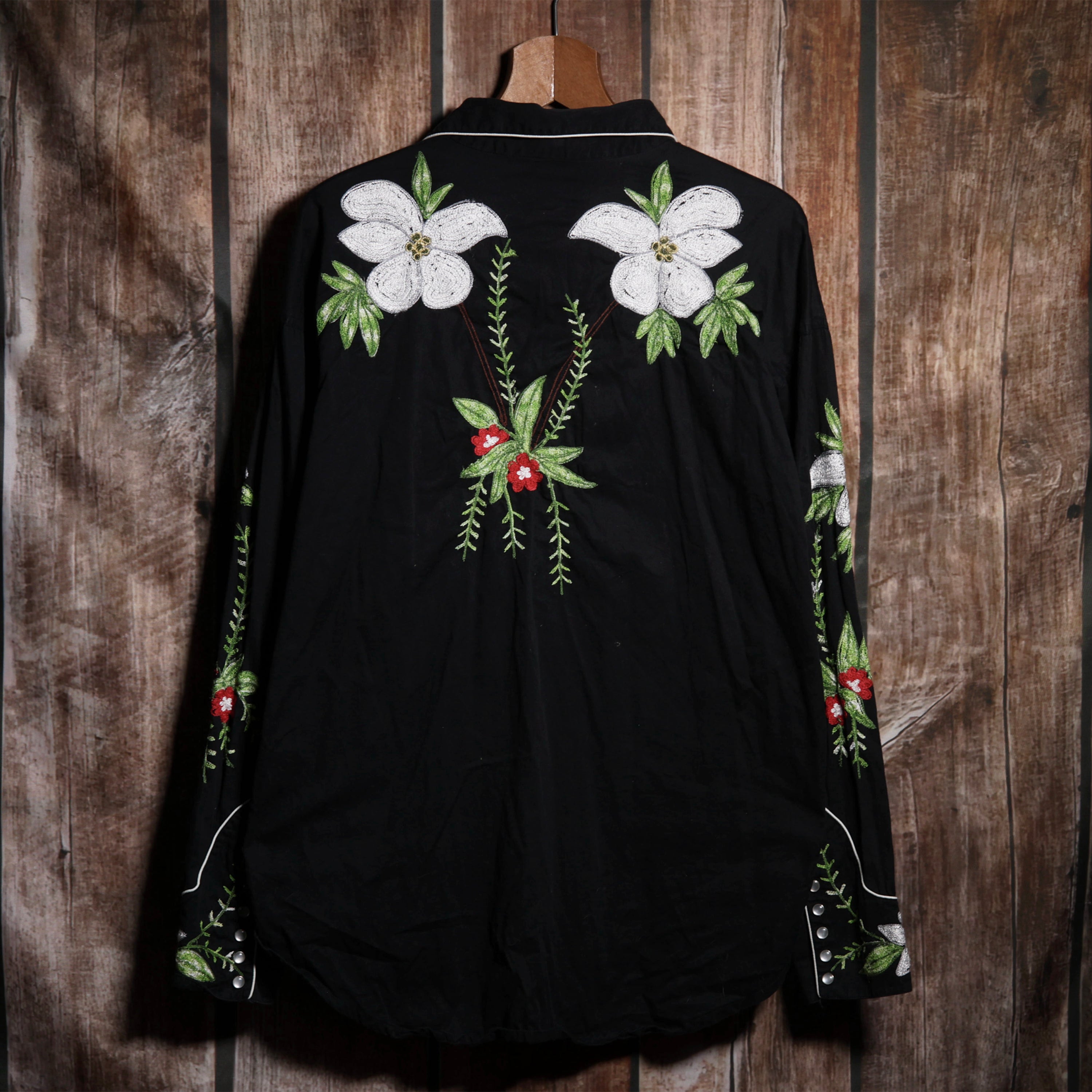 Rockmount Ranch Wear Floral Embroidered Black Western Shirt XXL