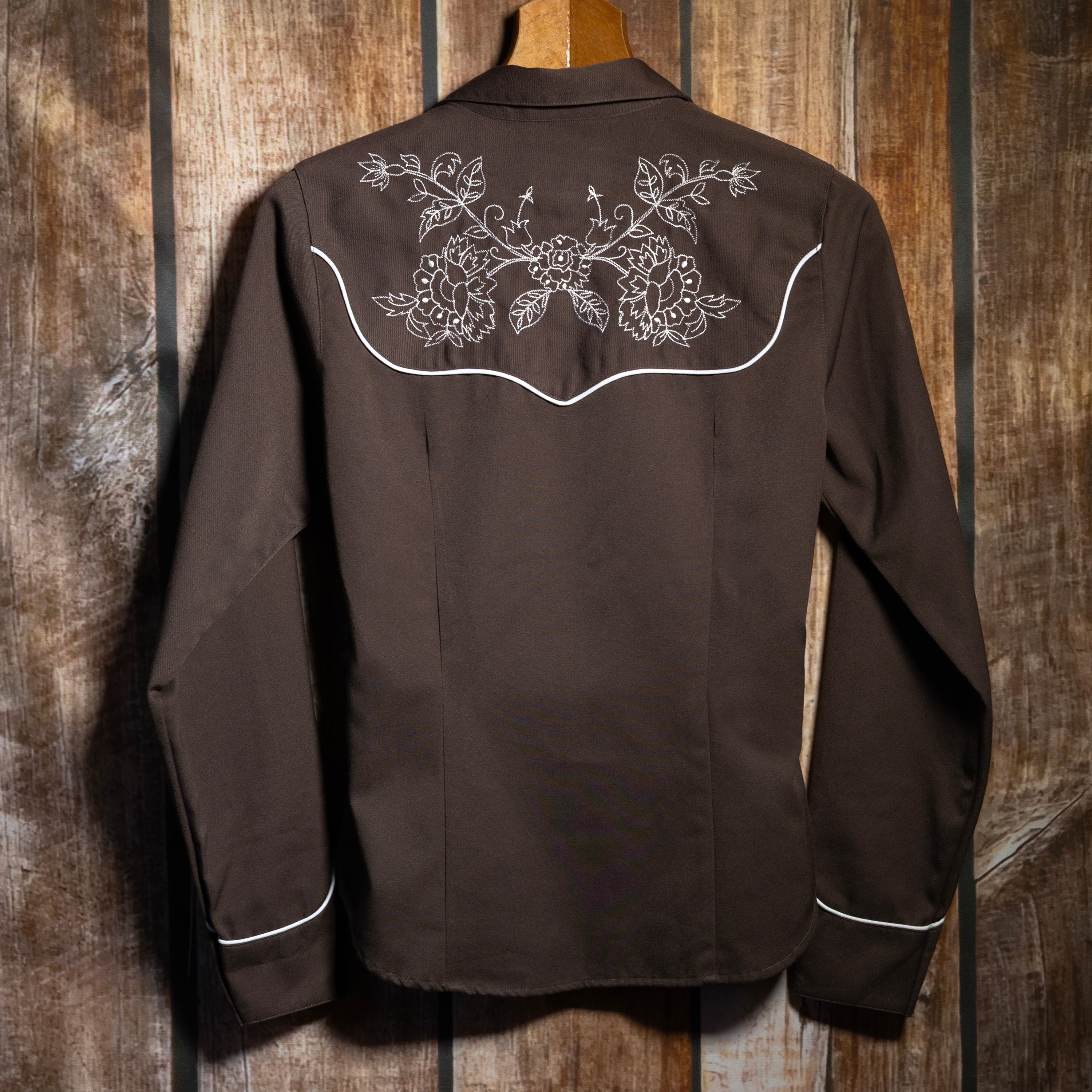 Roper Embroidered Brown Long Sleeve Western Shirt