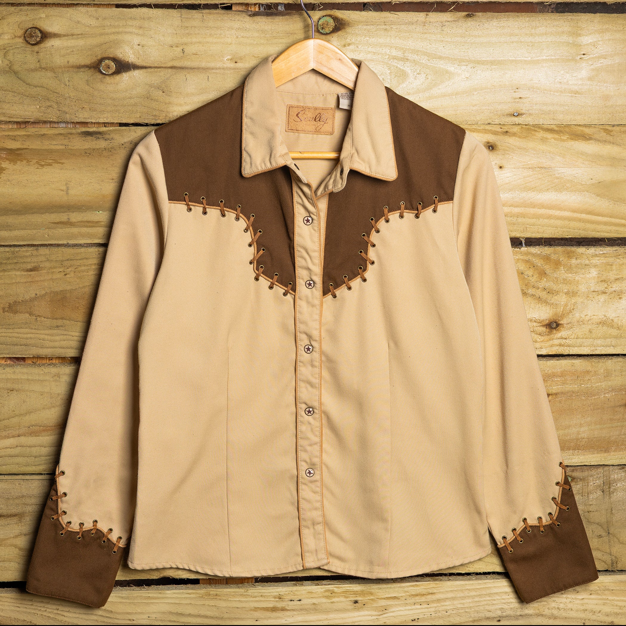 Vintage Scully Ranchwear Women’s Two-Tone Embroidered Pearl Snap Western Shirt – Size M