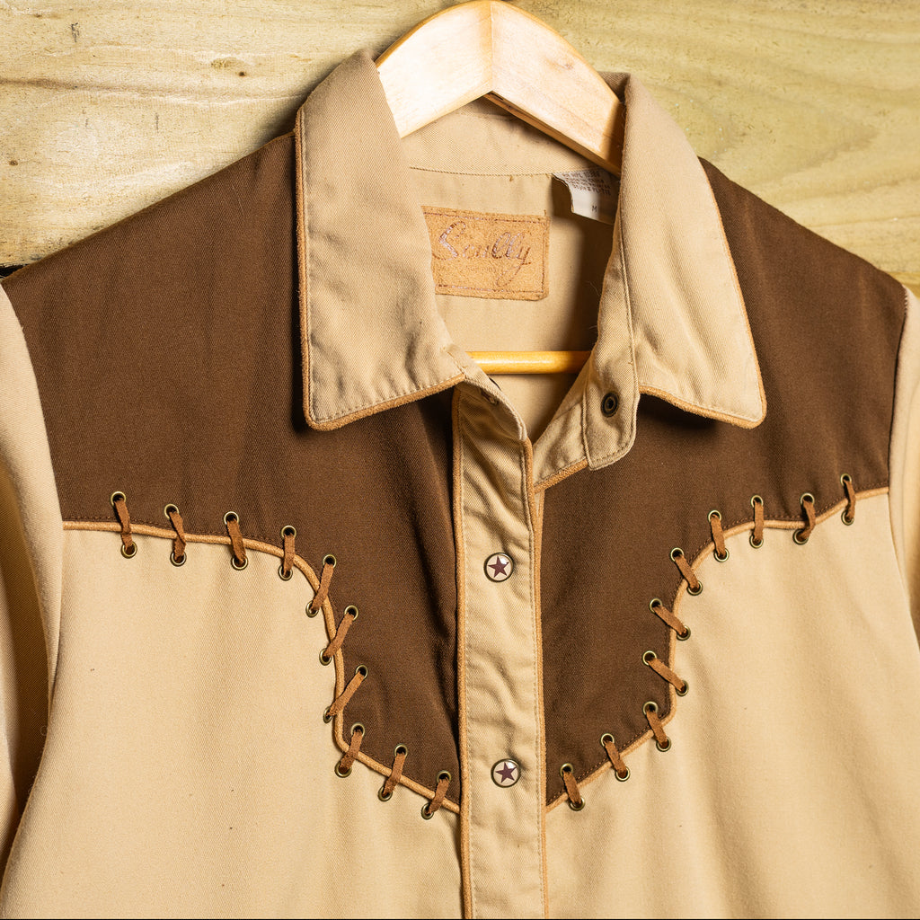 Vintage Scully Ranchwear Women’s Two-Tone Embroidered Pearl Snap Western Shirt – Size M