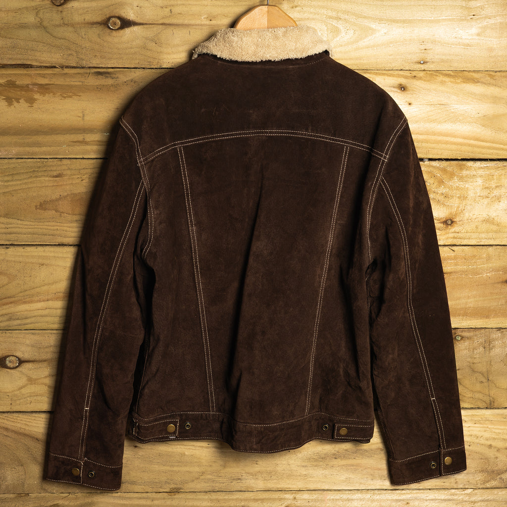 Scully Genuine Leather Brown Western Jacket - Sherpa Fleece Lined - Pearl Snaps - Size M