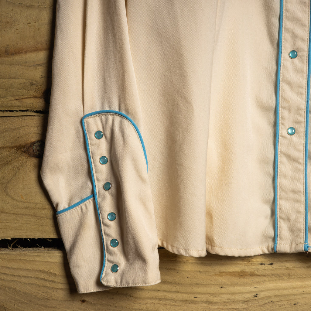Scully Cream Horse Embroidered Pearl Snap Cowgirl Shirt – L 16–18
