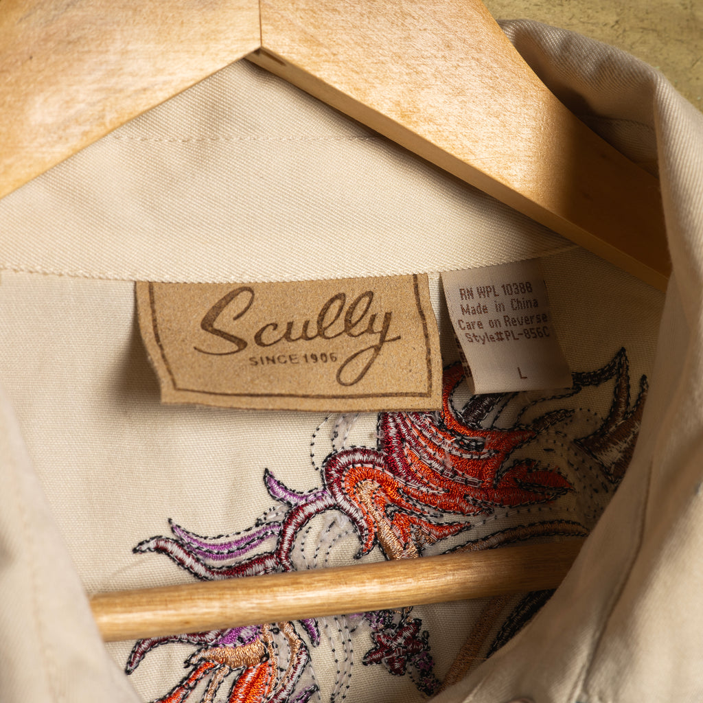 Scully Cream Horse Embroidered Pearl Snap Cowgirl Shirt – L 16–18