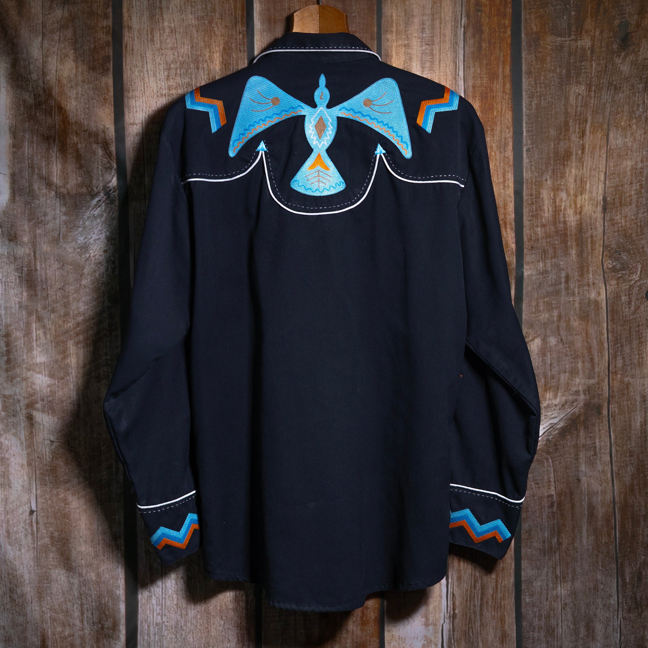 Vintage Scully Ranch Wear Black Embroidered Western Shirt M