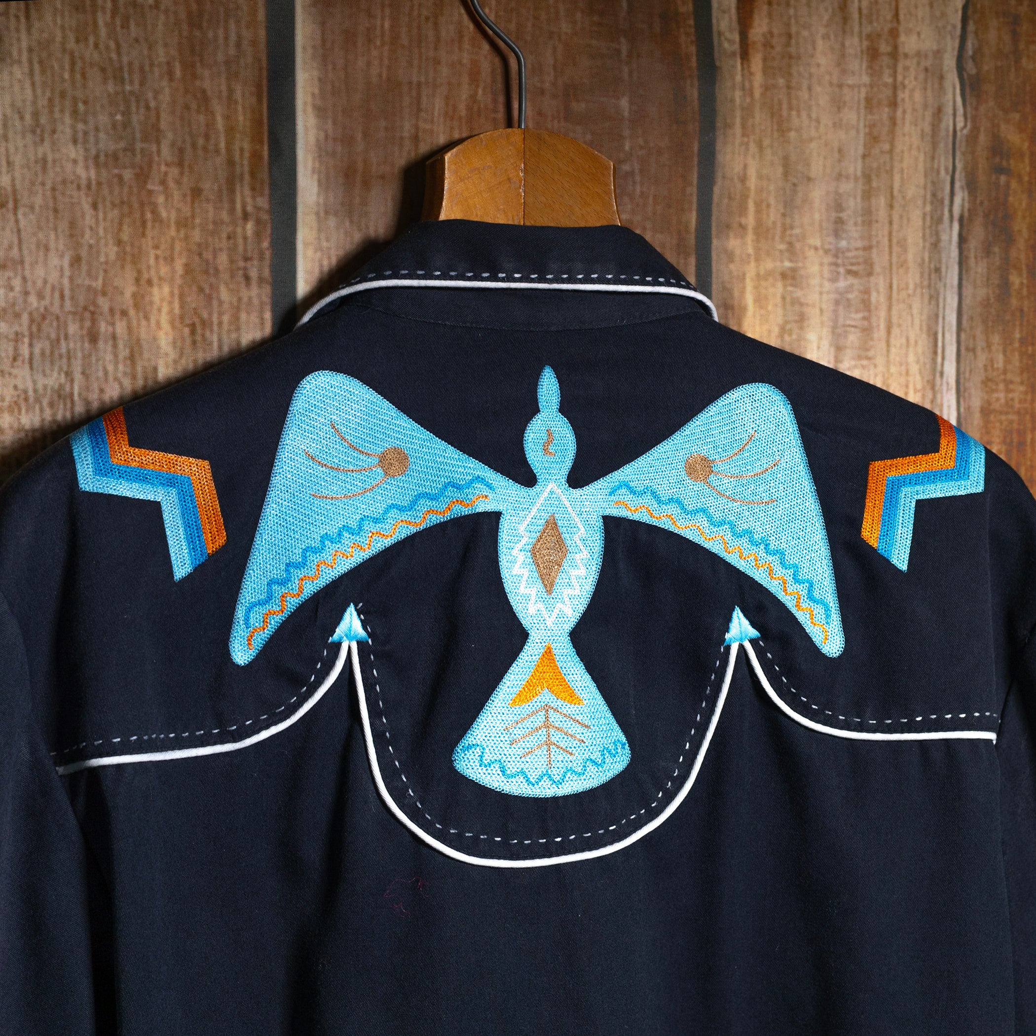 Vintage Scully Ranch Wear Black Embroidered Western Shirt M