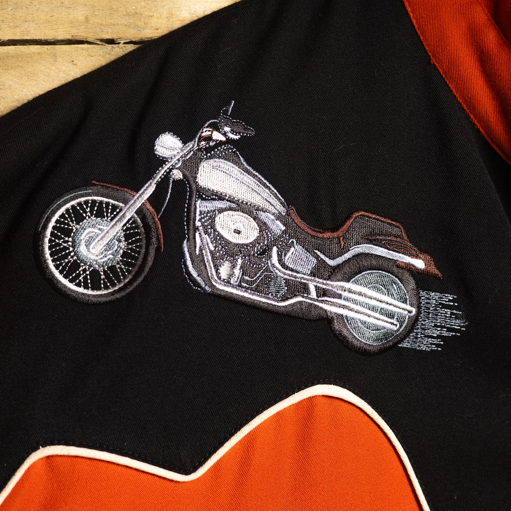 Scully Western Embroidered Orange and Black Cowboy Shirt XL