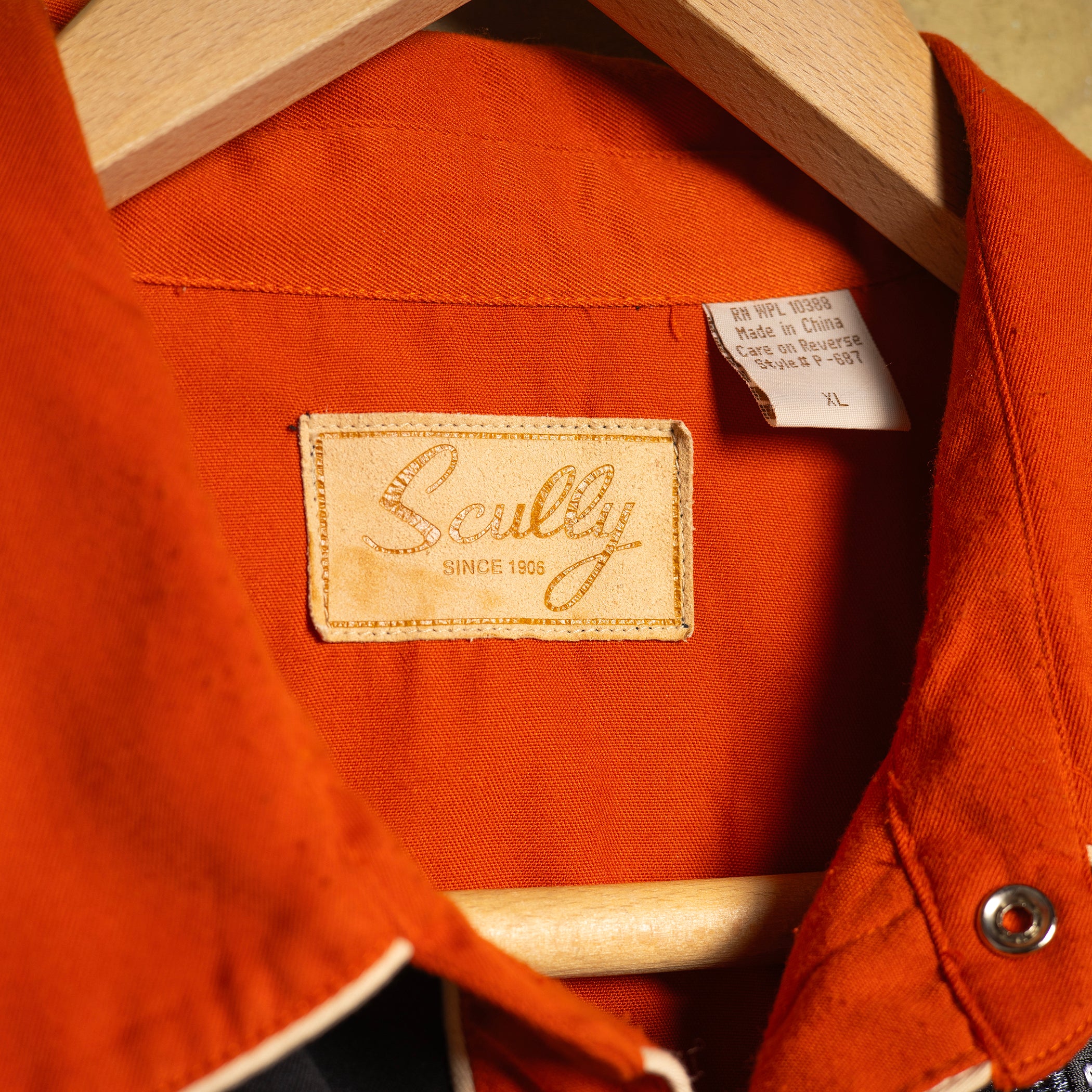 Scully Western Embroidered Orange and Black Cowboy Shirt XL