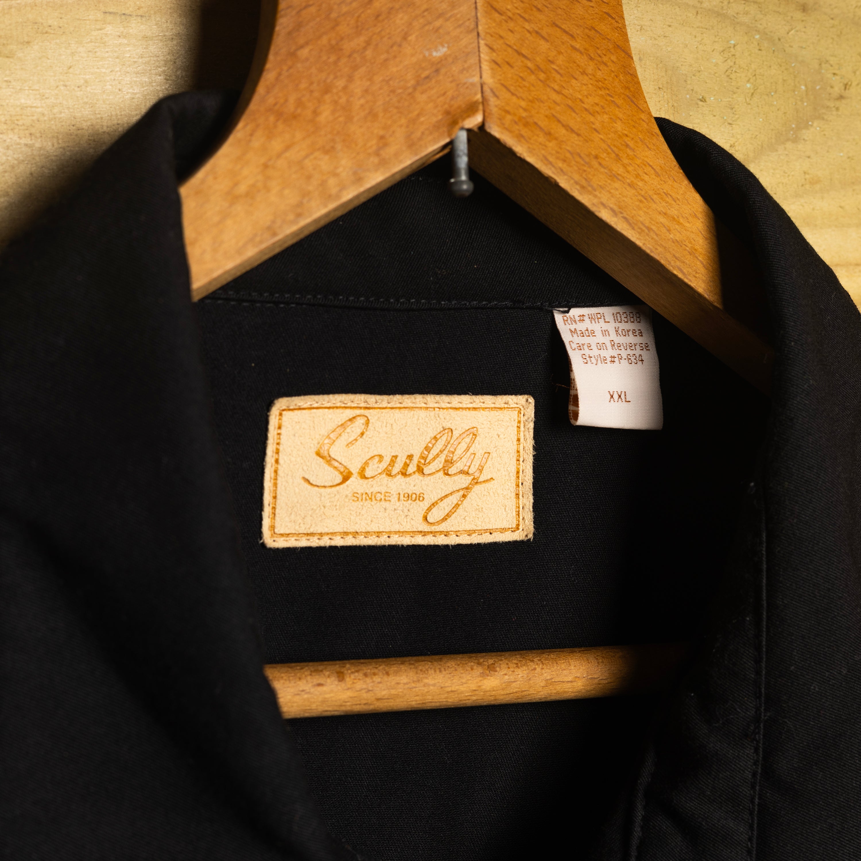 Scully Western Wear Vintage Black & Gold Embroidered Pearl Snap Western Shirt — Size XXL