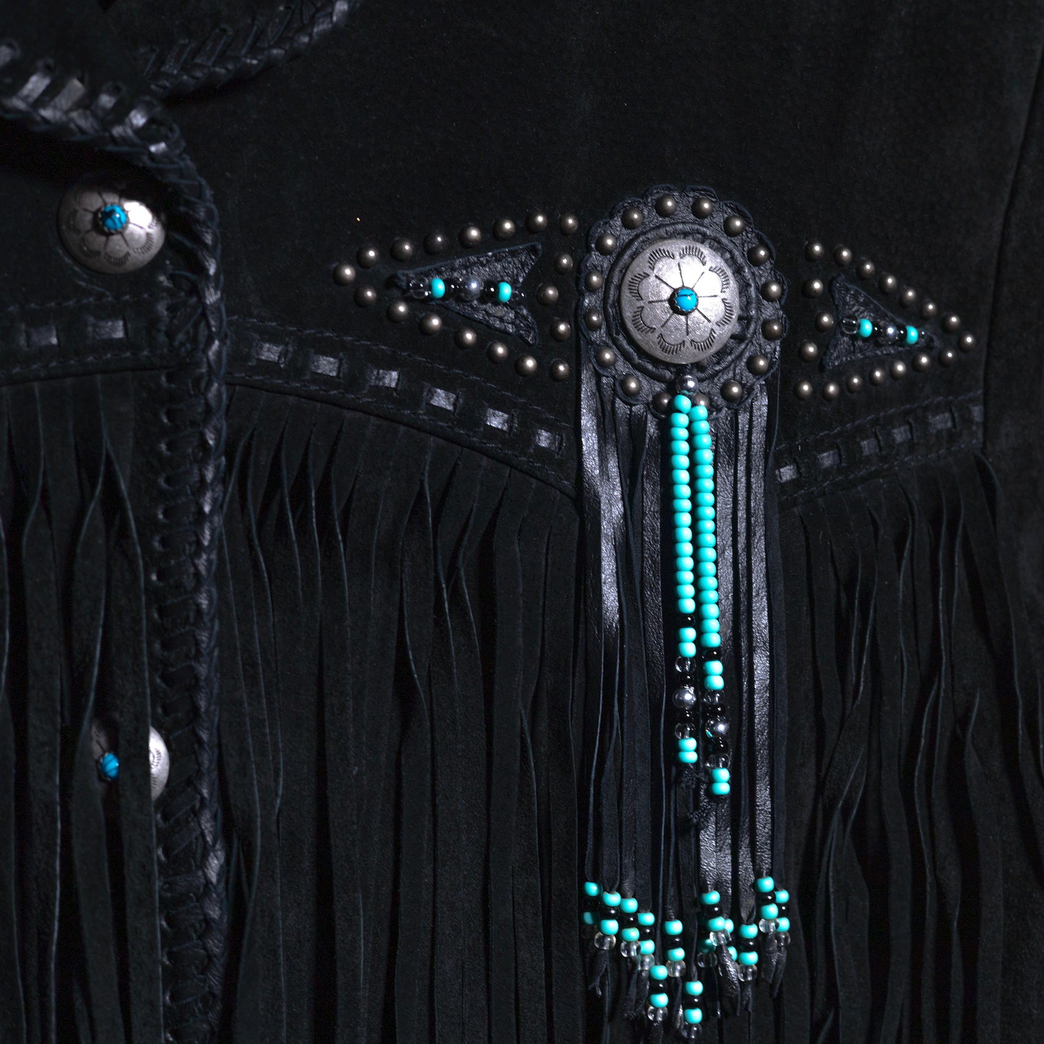 Vintage Scully Western Wear Black Tasseled Jacket L 16-18