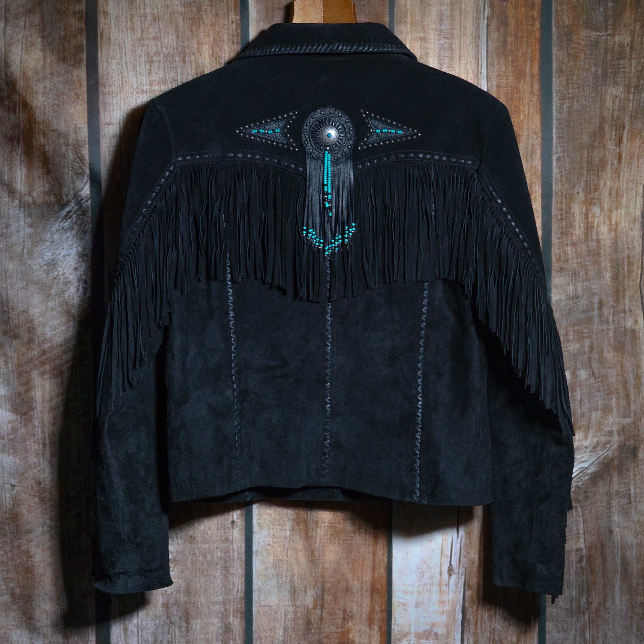 Vintage Scully Western Wear Black Tasseled Jacket L 16-18