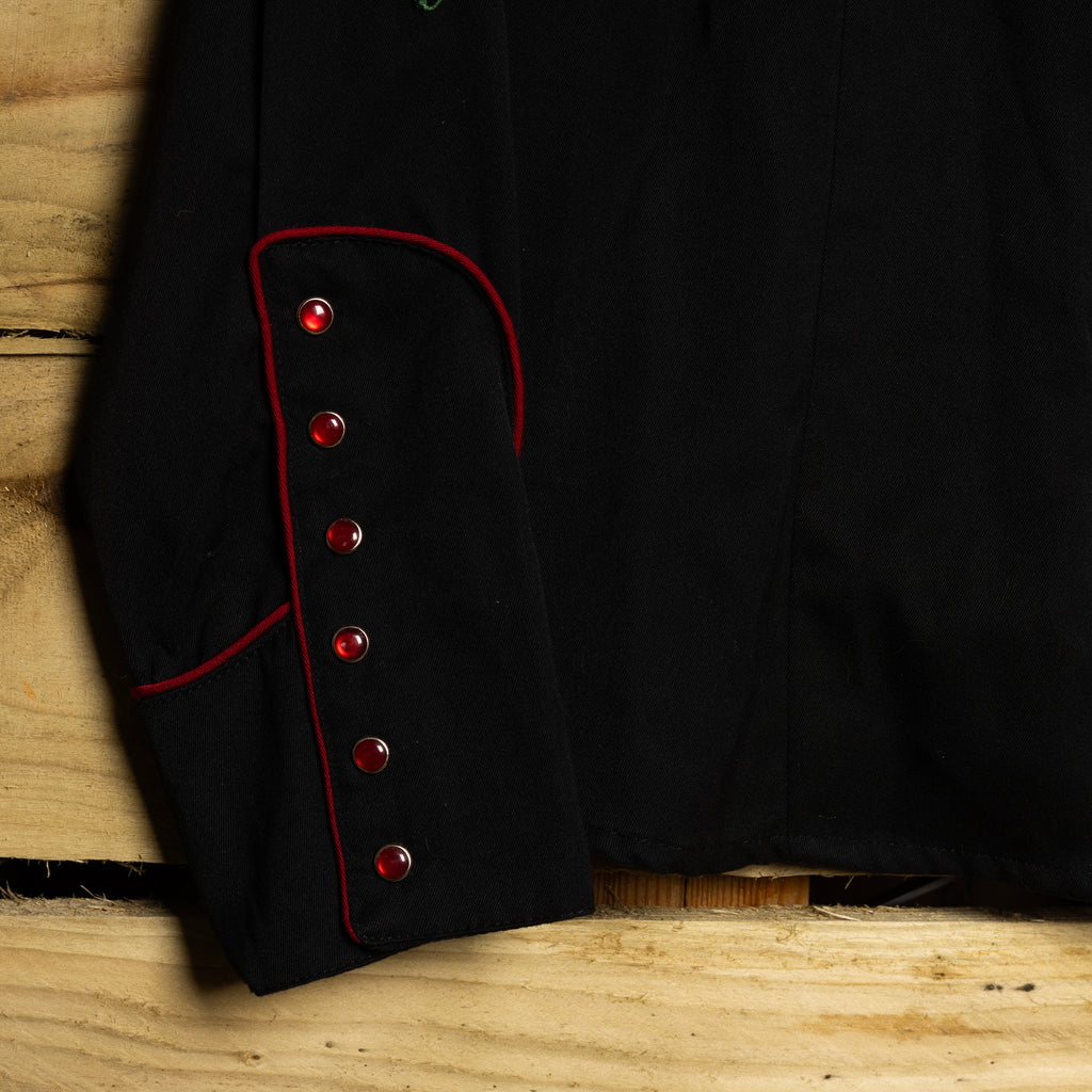 Scully Black Floral Embroidered Western Shirt Women's M 12–14