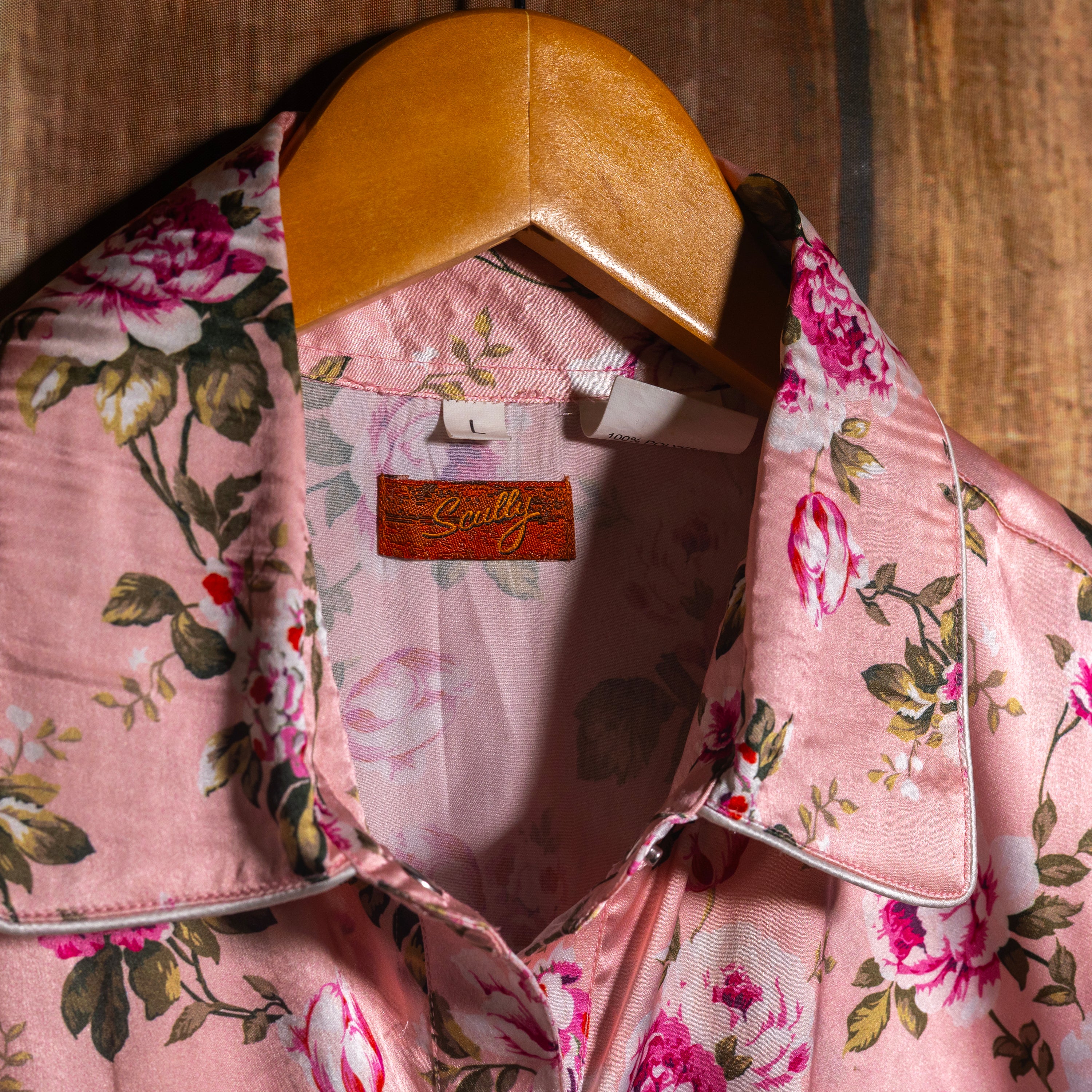 Scully Western Wear Floral Satin Fringed Cowboy Shirt L 16-18