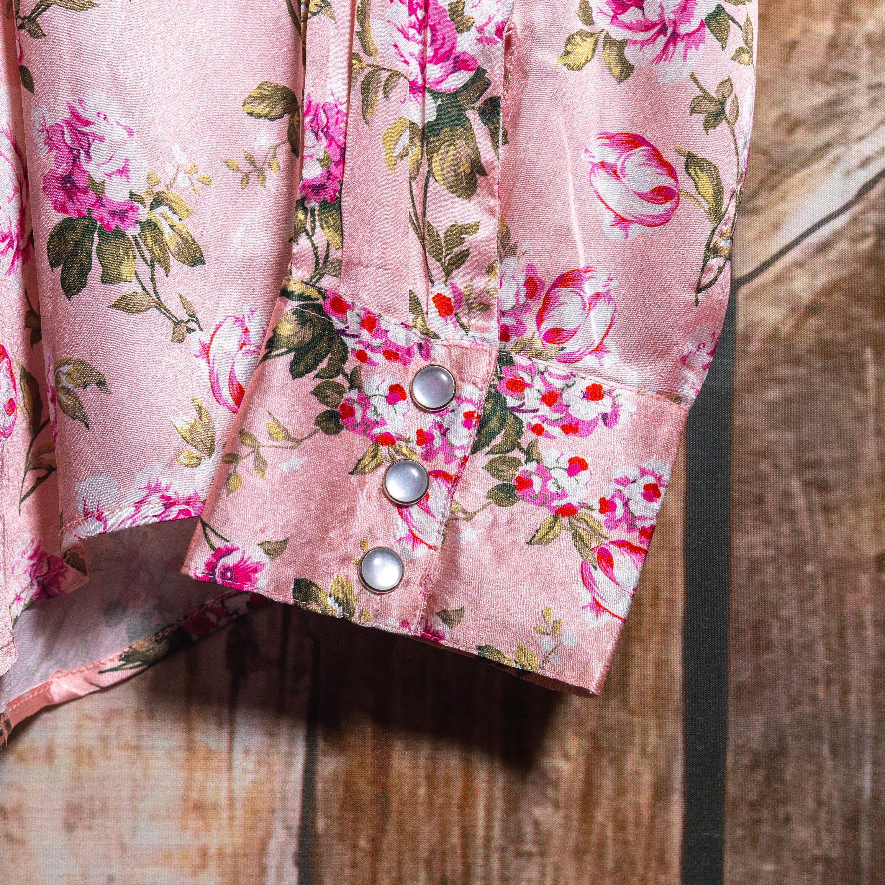 Scully Western Wear Floral Satin Fringed Cowboy Shirt L 16-18