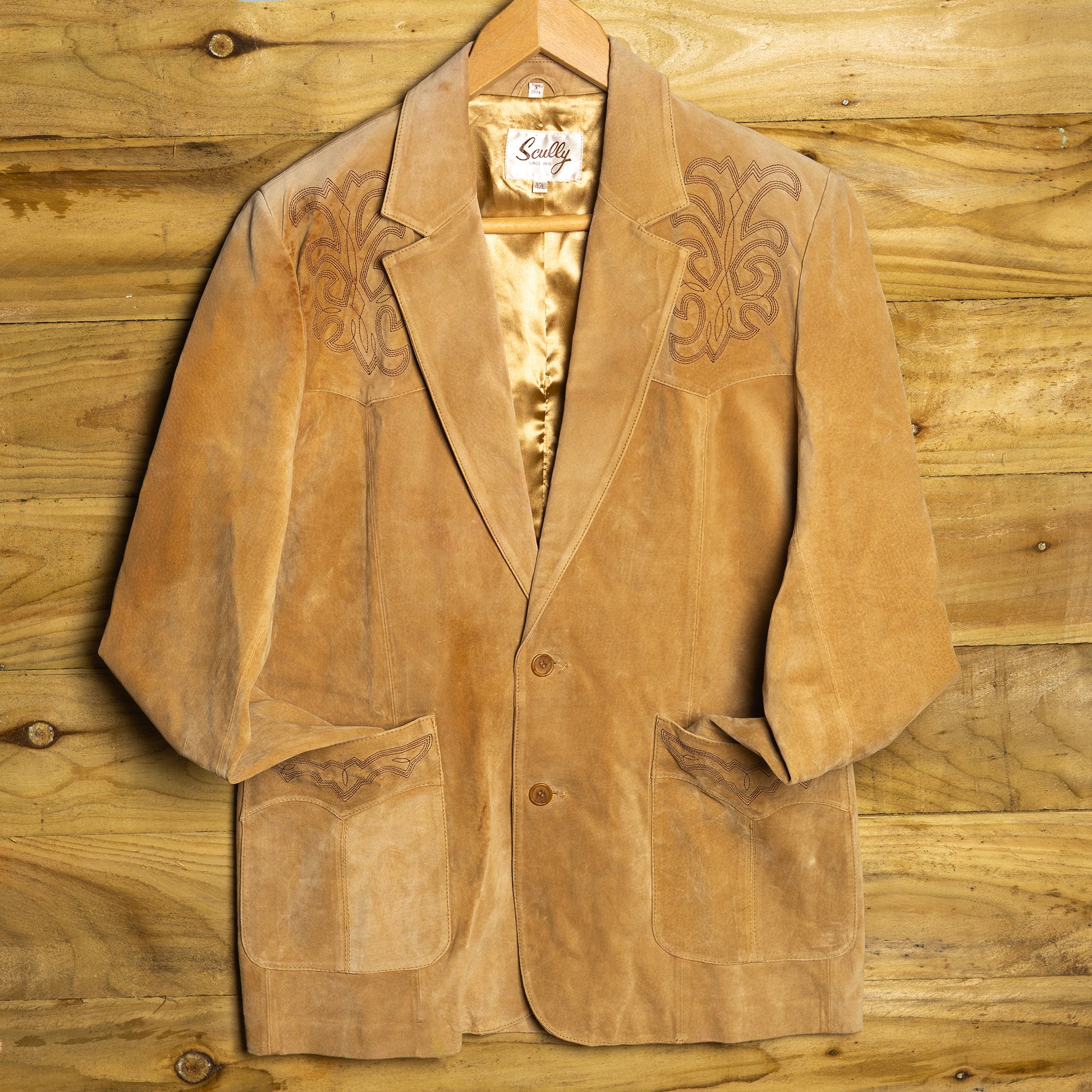 Scully Western Wear Brown Leather Embroidered Jacket L