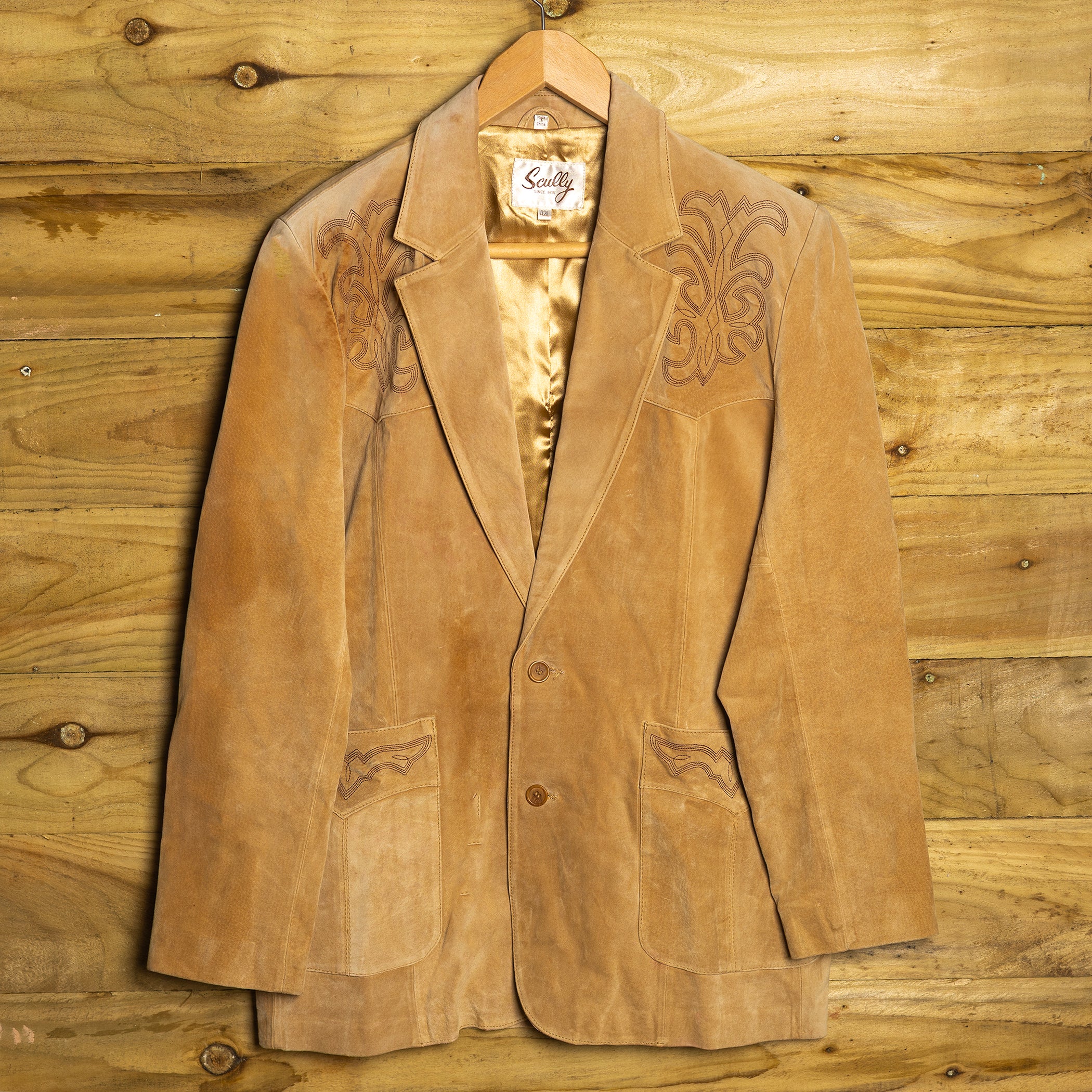 Scully Western Wear Brown Leather Embroidered Jacket L