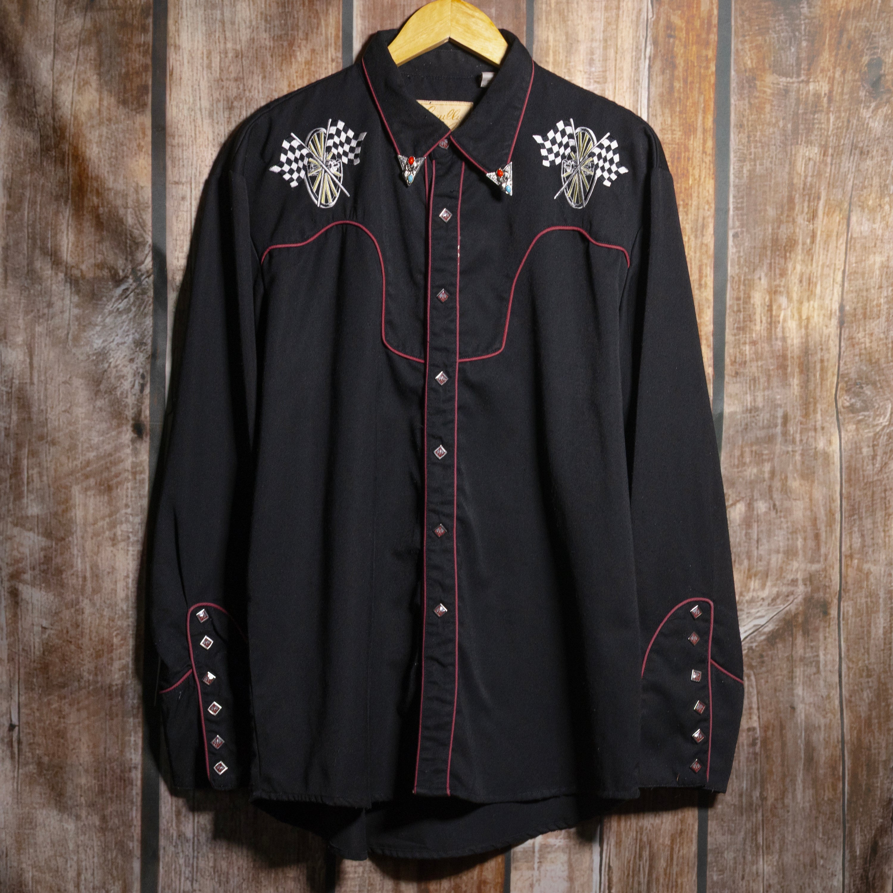 Vintage Scully Wester Wear Embroidered Black Western Shirt L