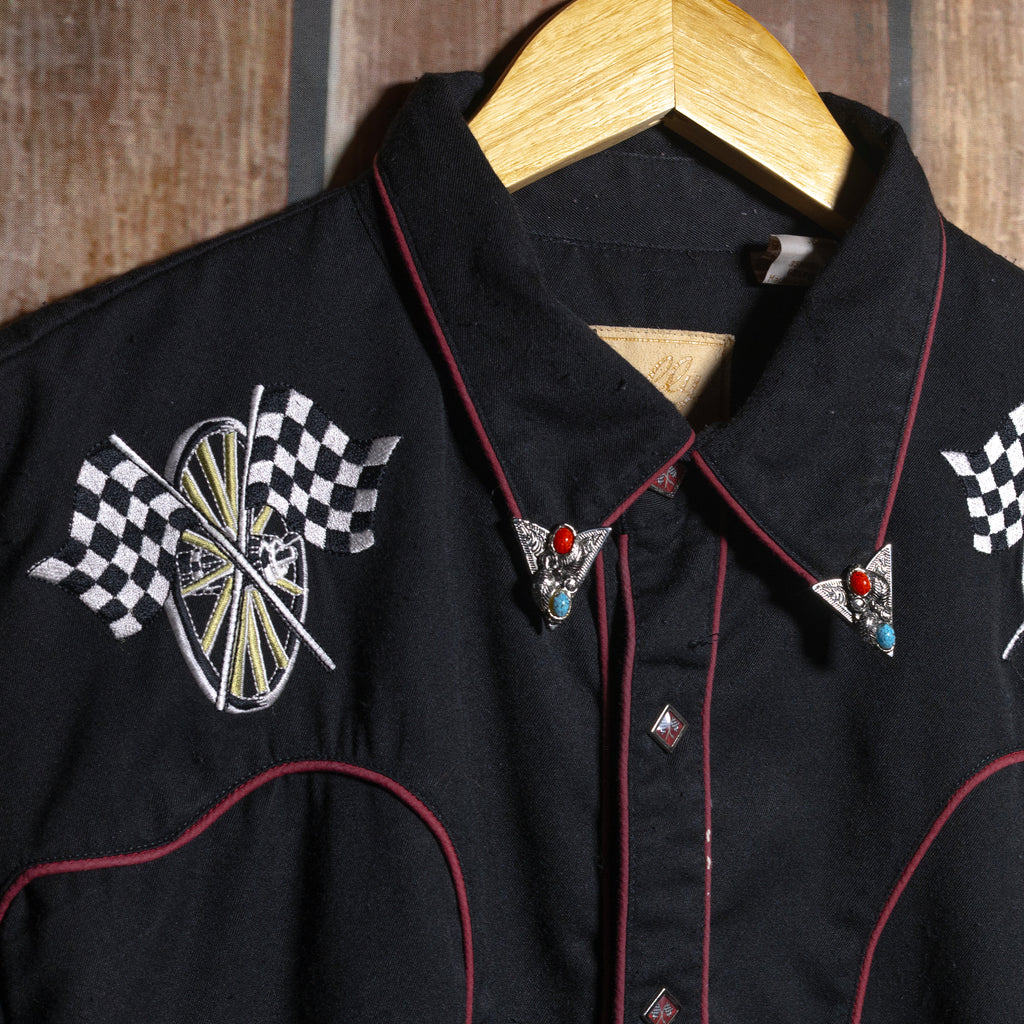 Vintage Scully Wester Wear Embroidered Black Western Shirt L