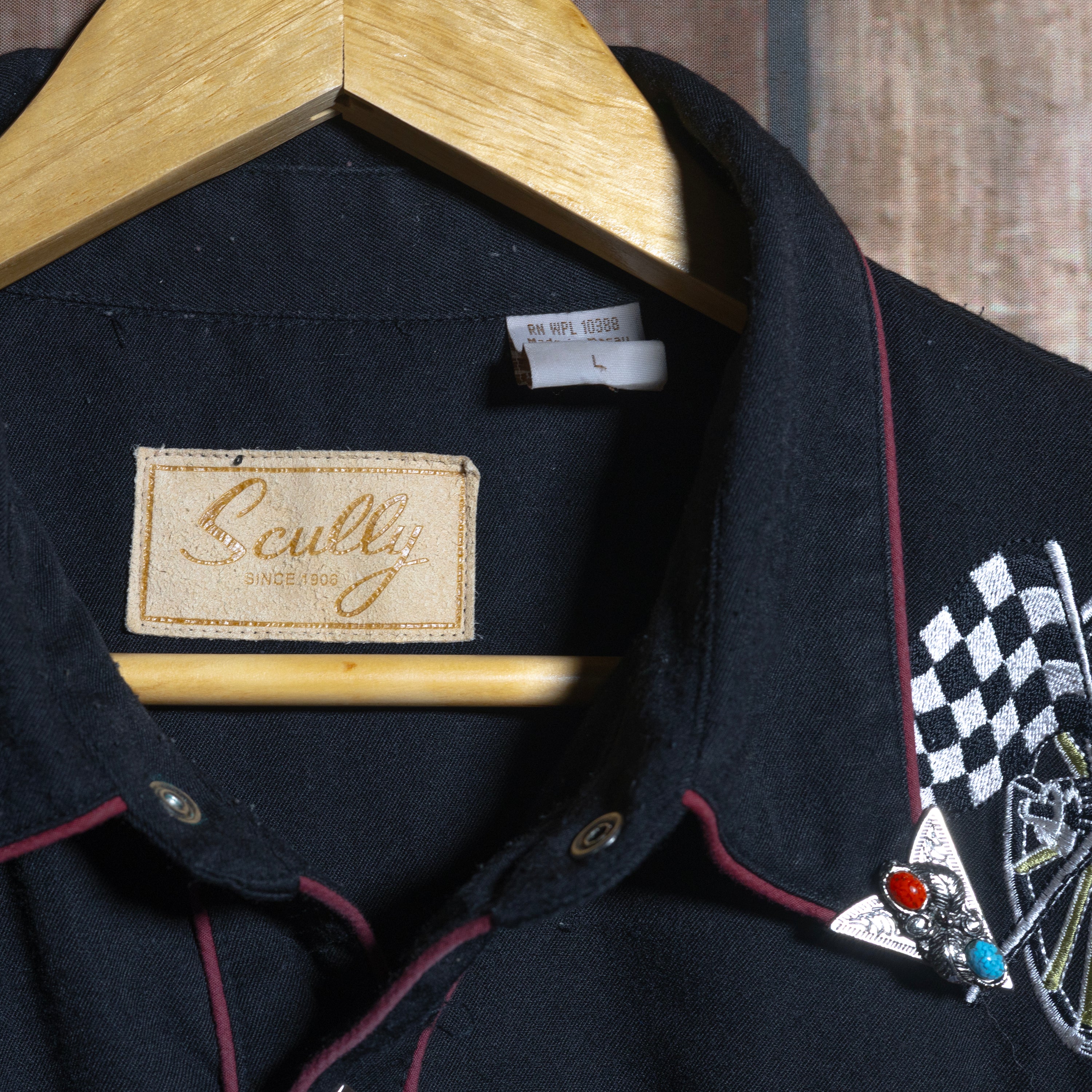 Vintage Scully Wester Wear Embroidered Black Western Shirt L