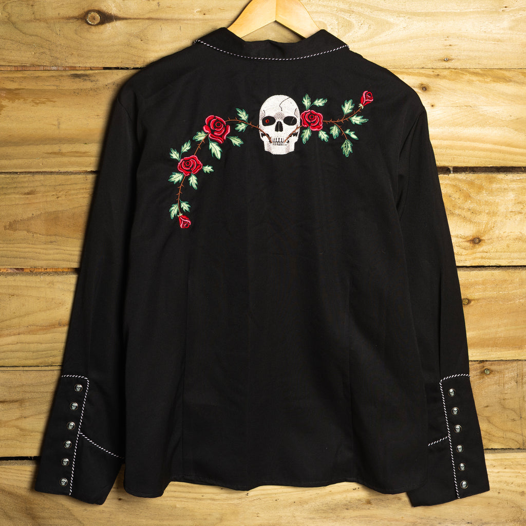 NWT Scully Black Floral Skull & Roses Western Shirt Women's XXL 24–26